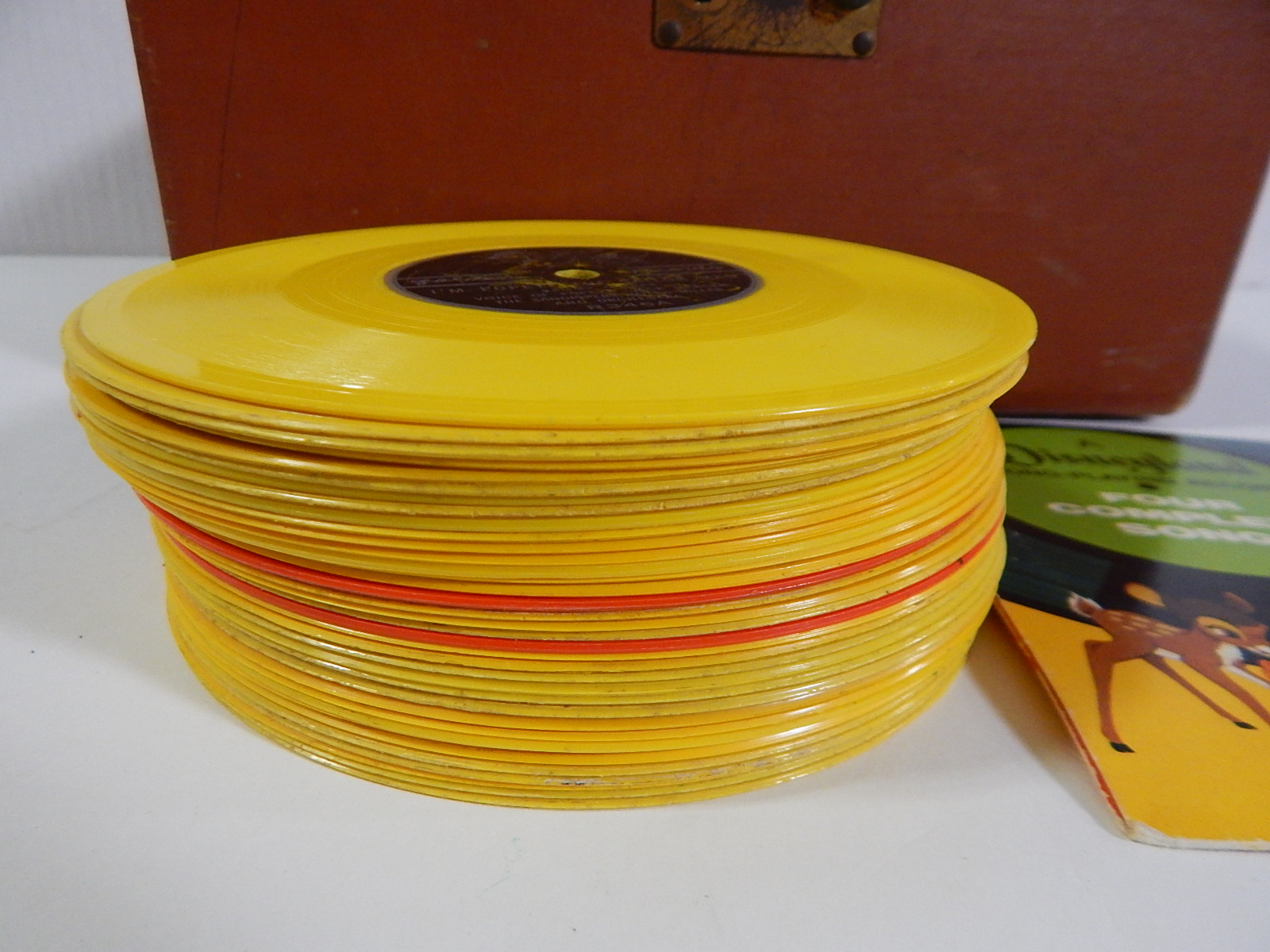 Box of Vintage 45 RPM Childrens Records with Disney