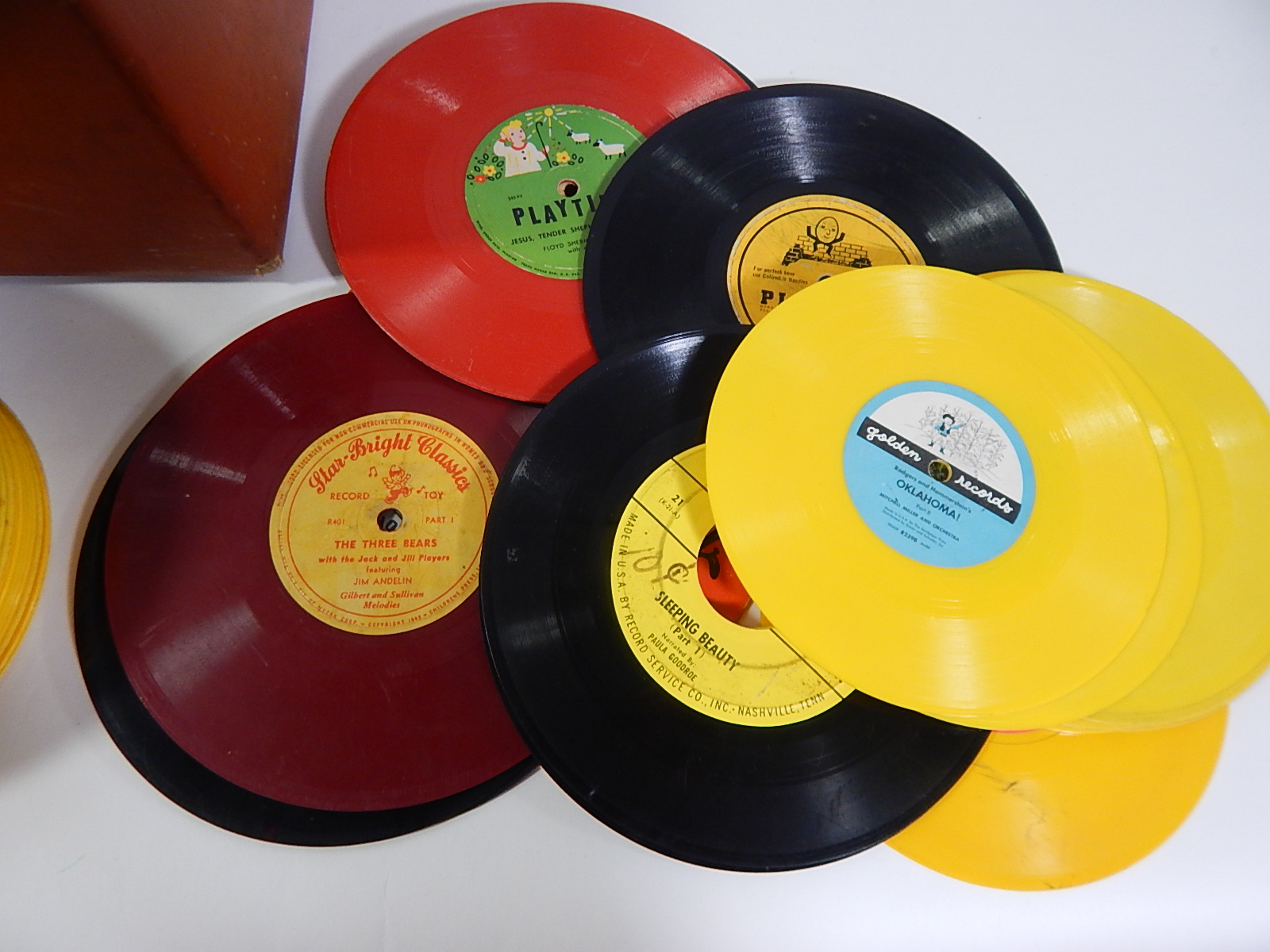 Box of Vintage 45 RPM Childrens Records with Disney