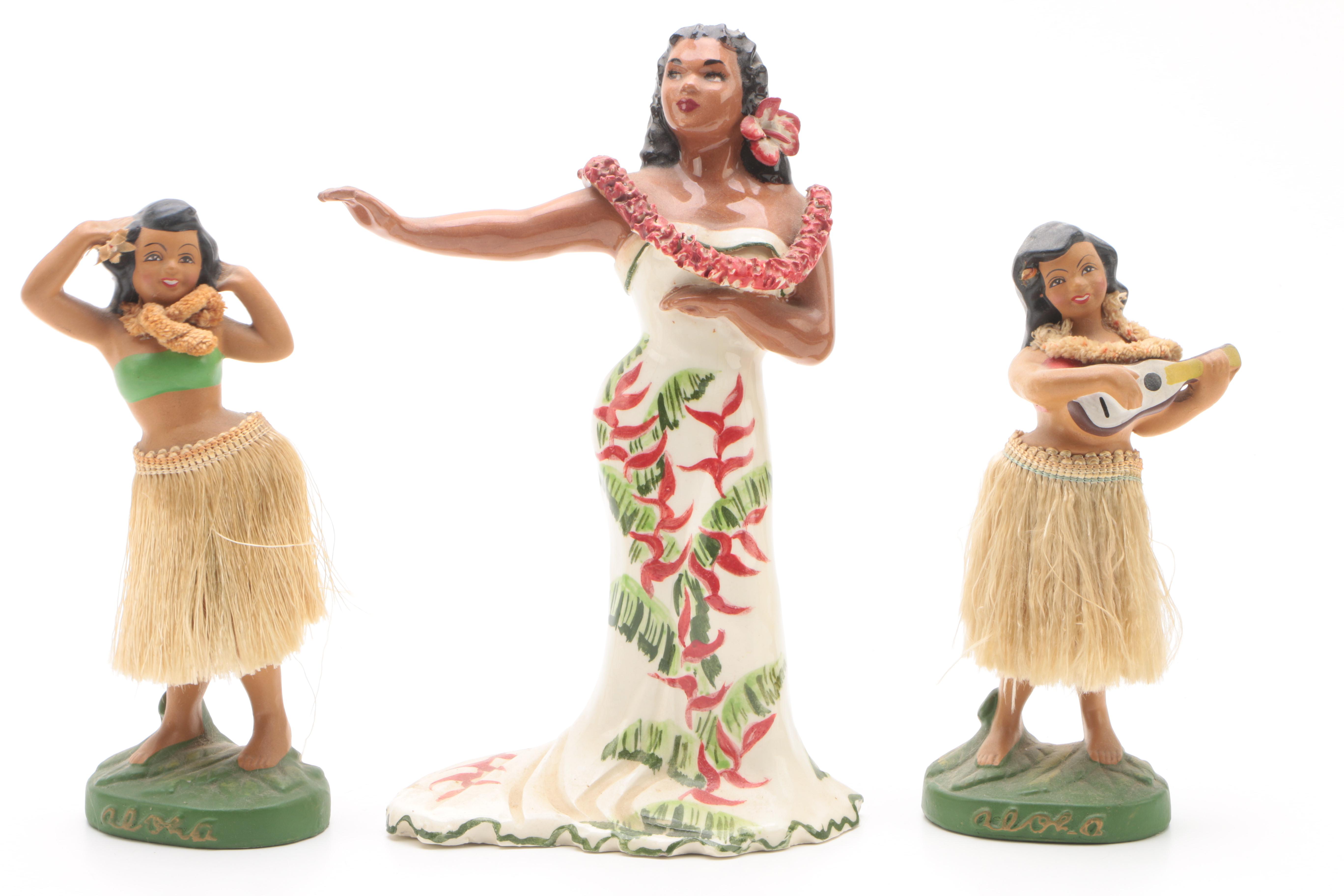 Vintage Signed Julene Mechler Hawaiian Dancer Figurine with CDGC Figurines
