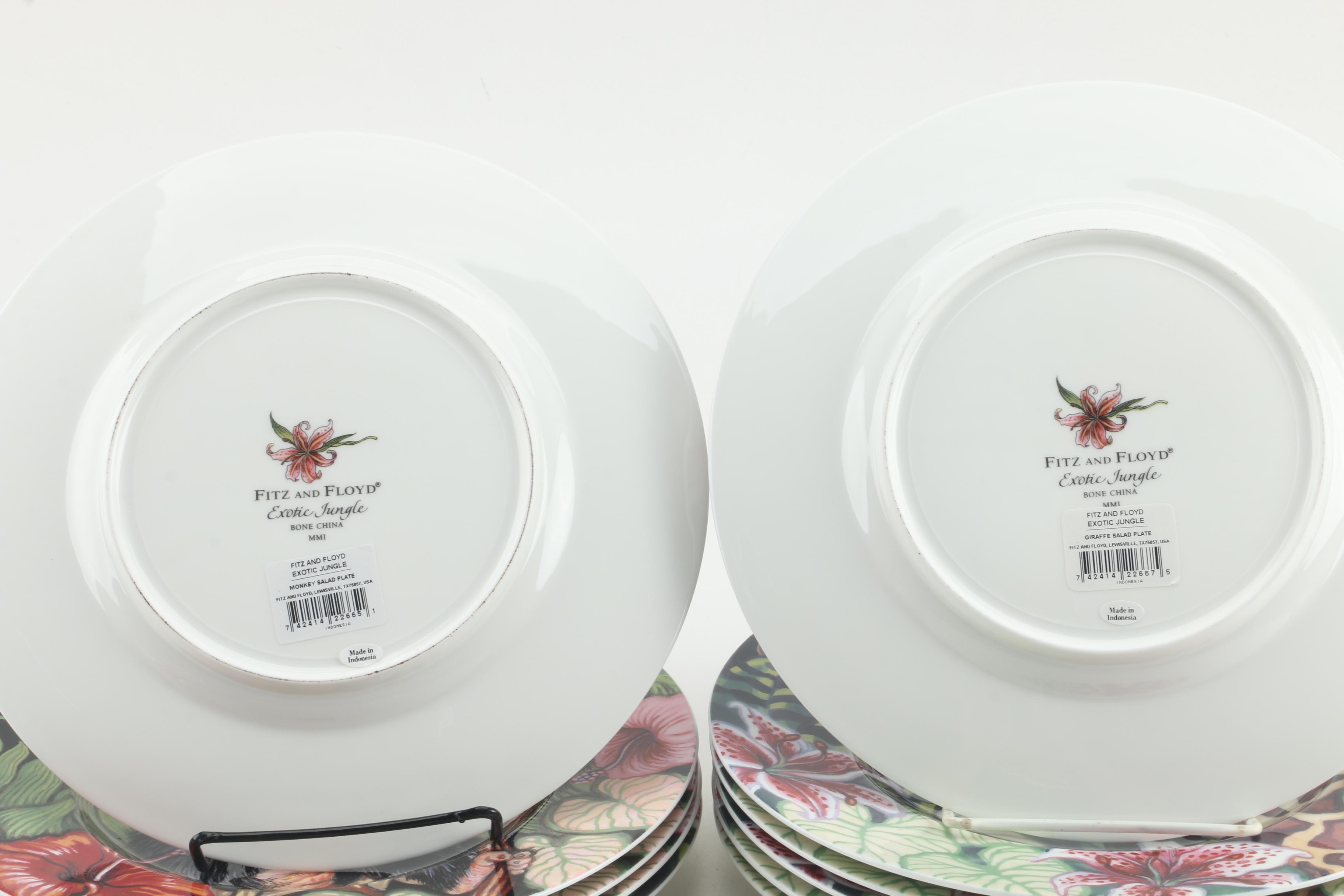 Fitz & Floyd "Exotic Jungle" Bone China Salad Plates