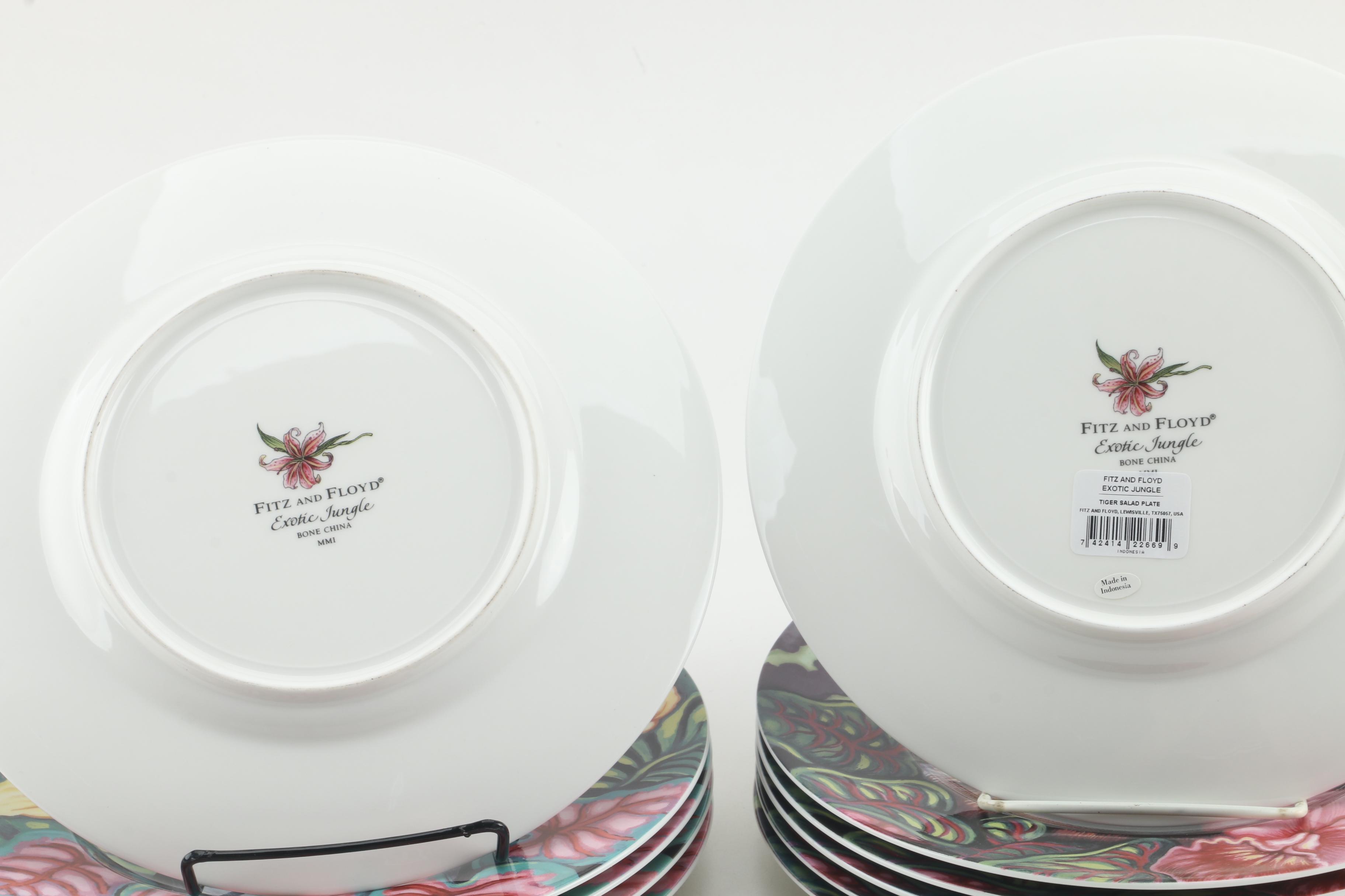 Fitz & Floyd "Exotic Jungle" Bone China Salad Plates