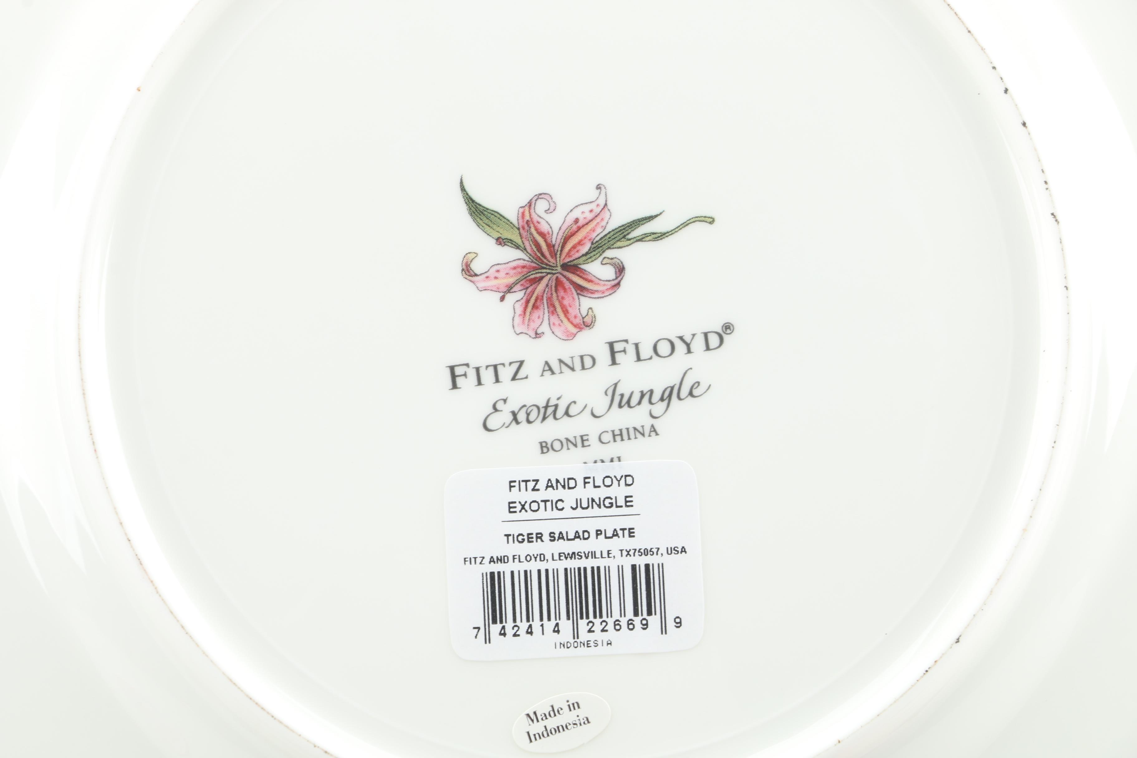 Fitz & Floyd "Exotic Jungle" Bone China Salad Plates