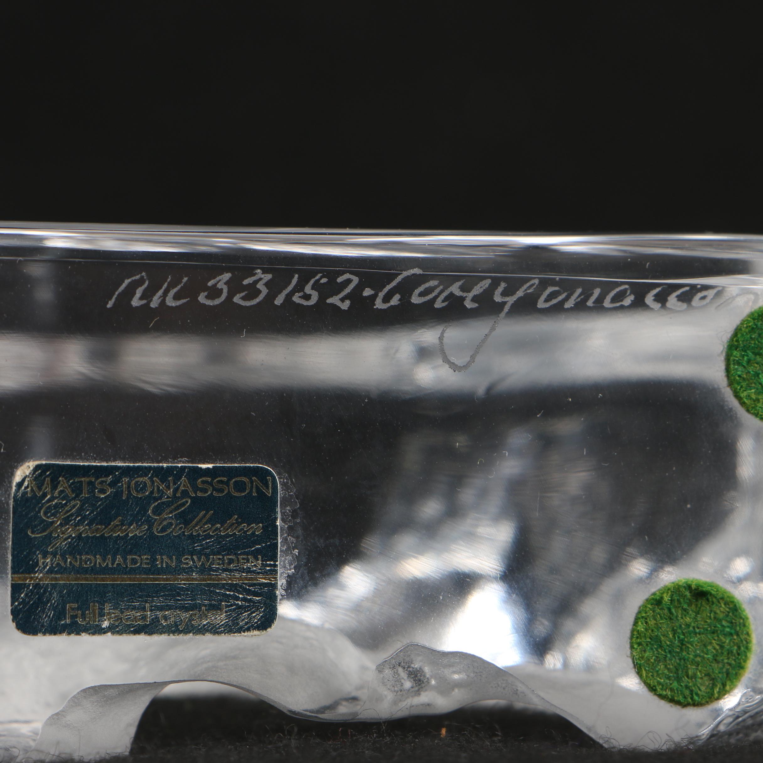 Mats Jonasson "Polar Bear" Crystal Paperweight with Glass Elephant Candlesticks