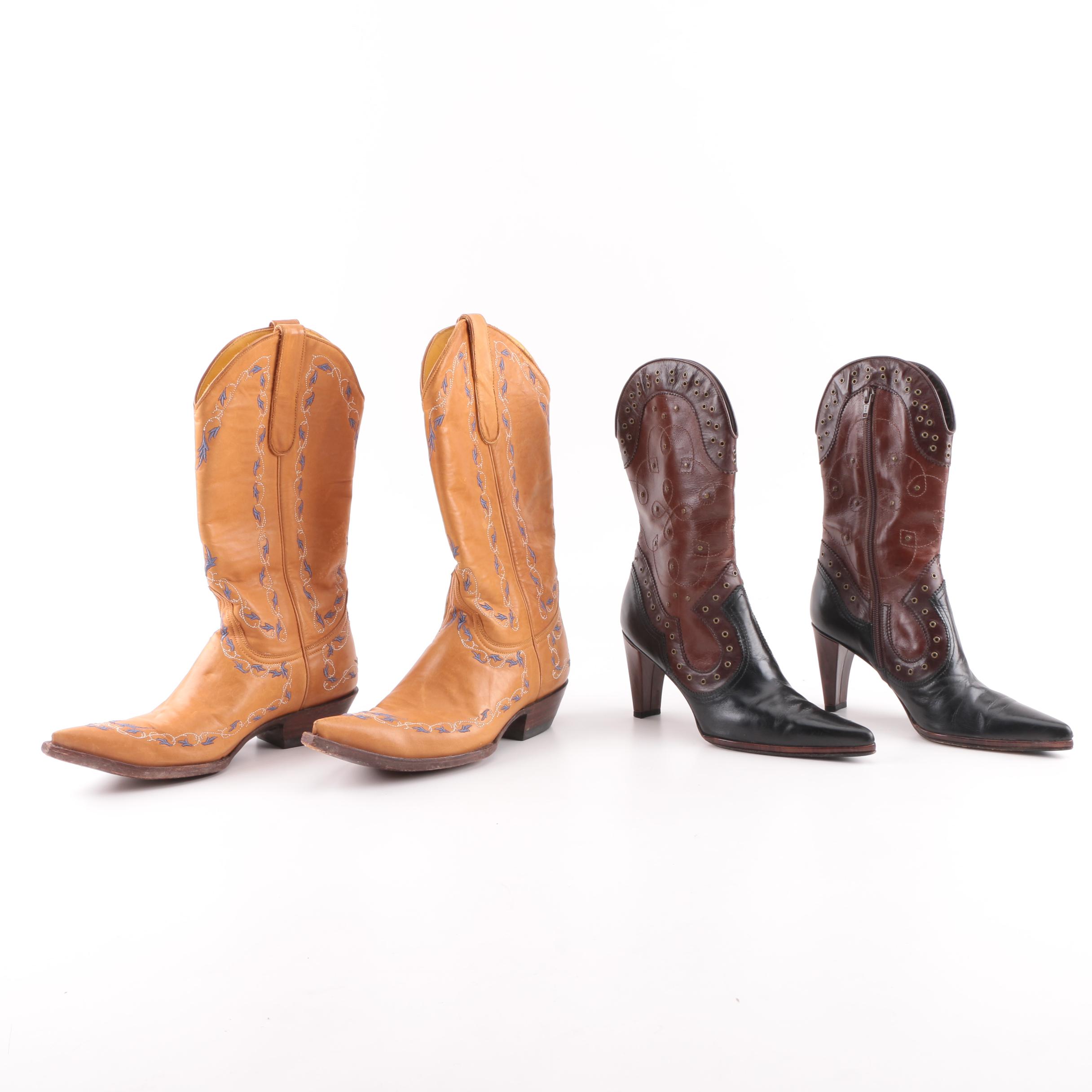 Women's Old Gringo Cowboy and Stuart Weitzman Western Inspired Leather Boots