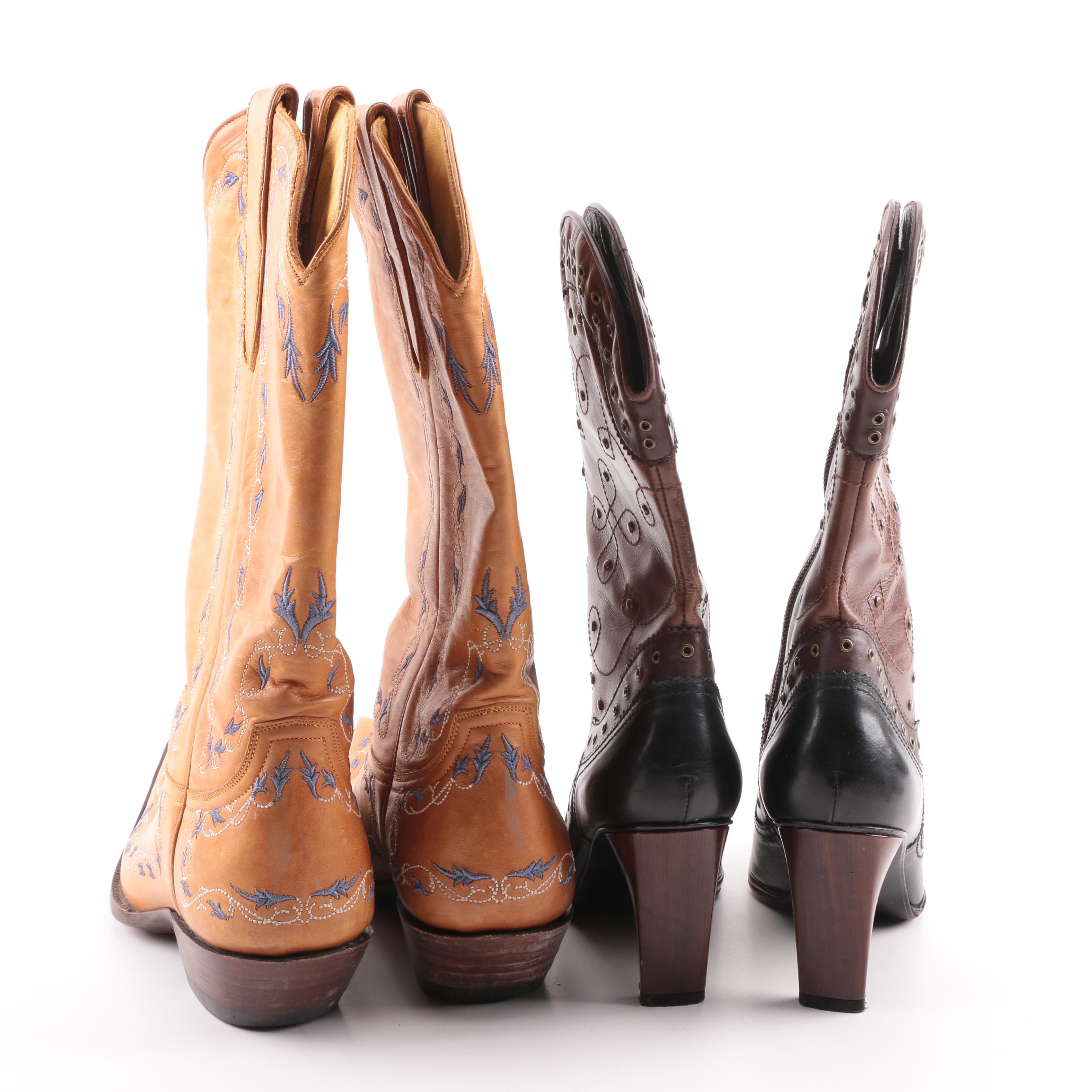 Women's Old Gringo Cowboy and Stuart Weitzman Western Inspired Leather Boots