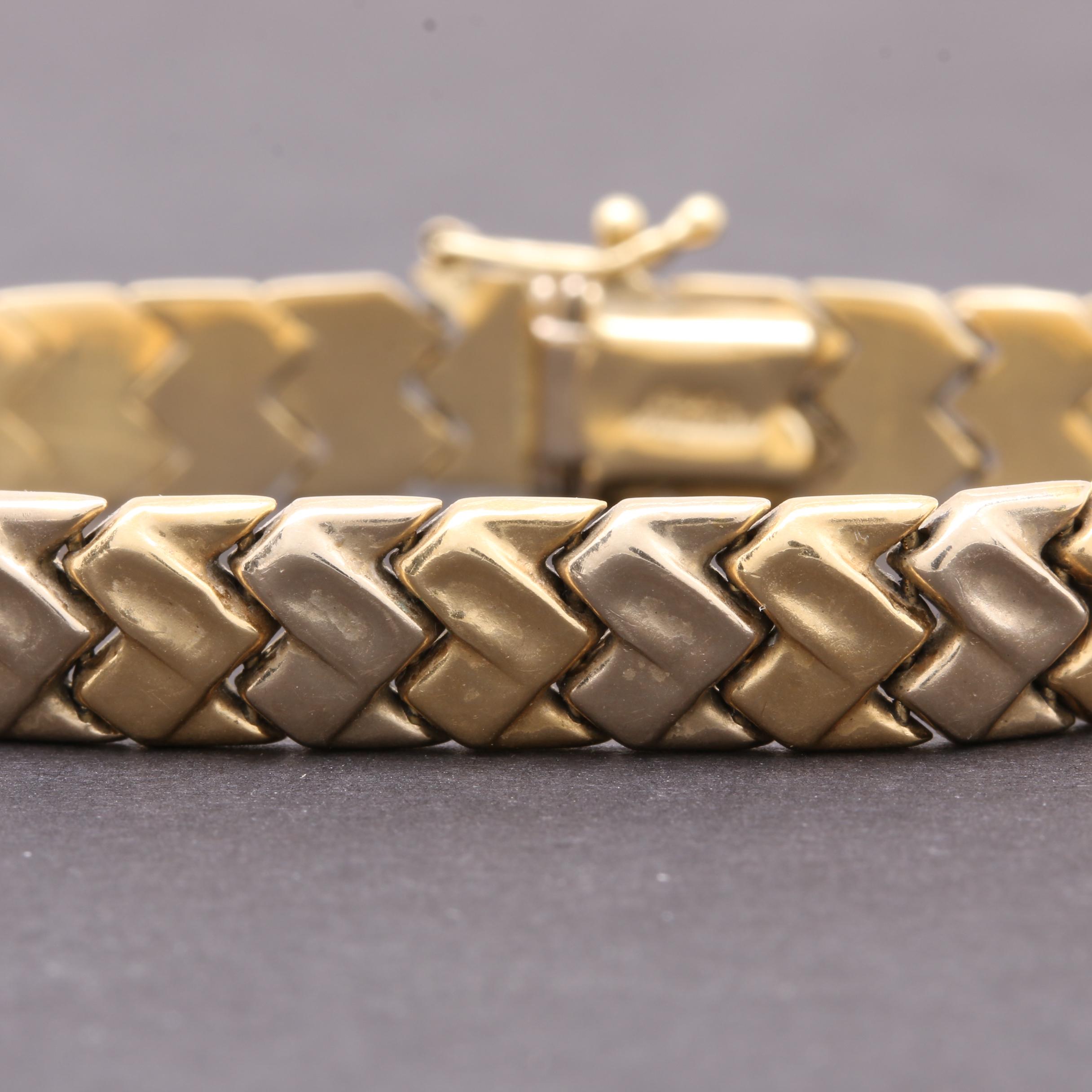 Aurafin 14K Yellow and White Gold Chevron Bracelet