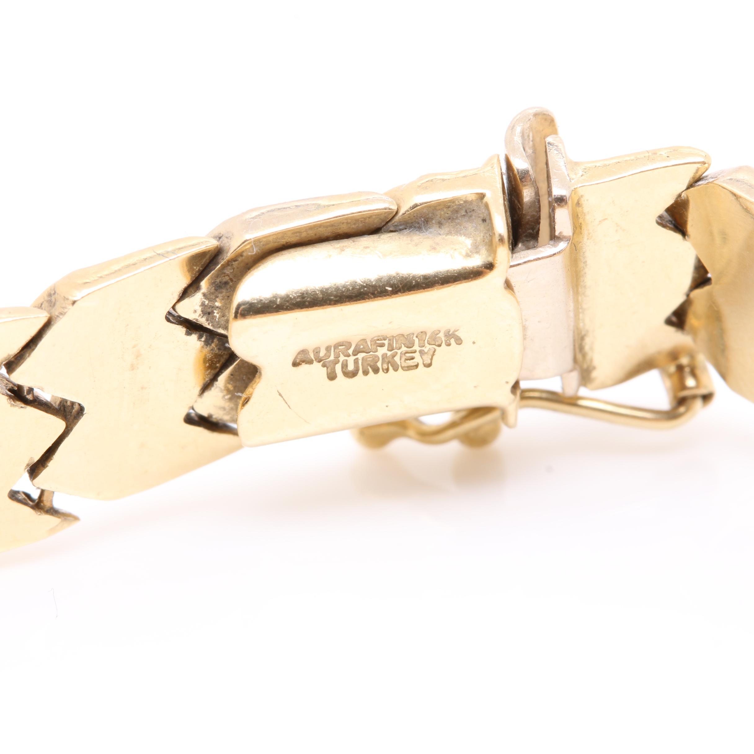 Aurafin 14K Yellow and White Gold Chevron Bracelet