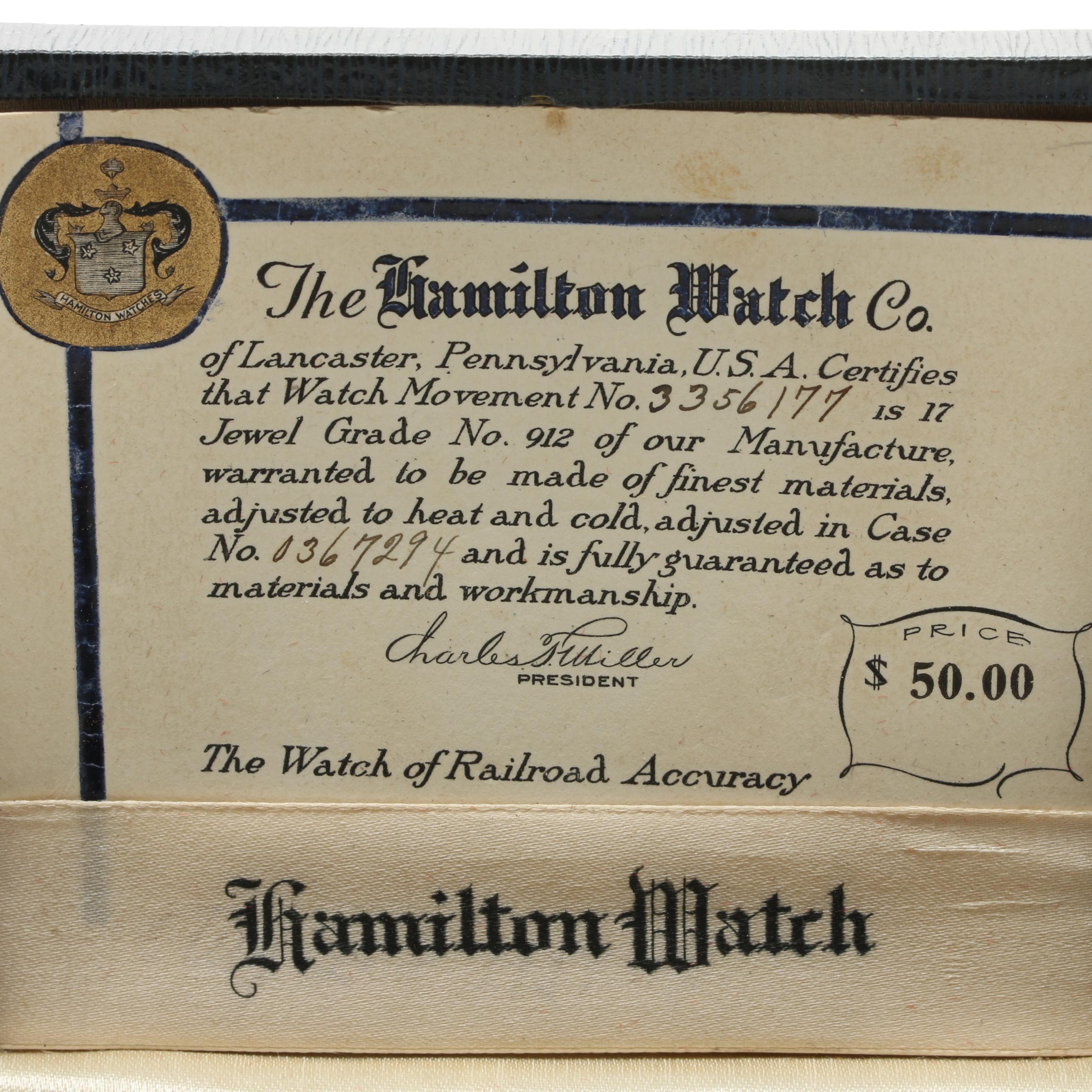 Circa 1927 Hamilton Gold Filled Pocket Watch with Original Box