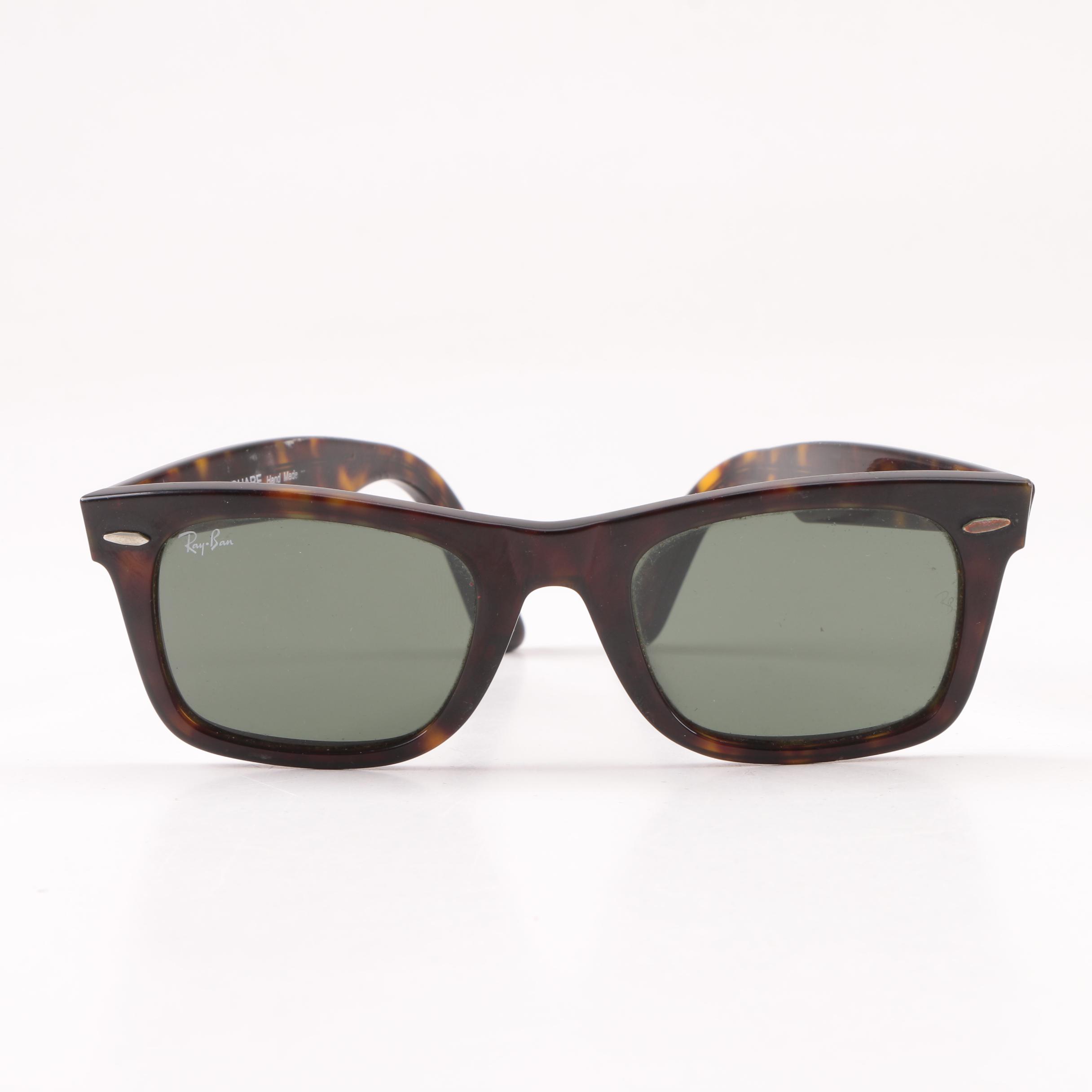 Vintage Ray-Ban RB 2151 Wayfarer Square Tortoiseshell Style Sunglasses with Case