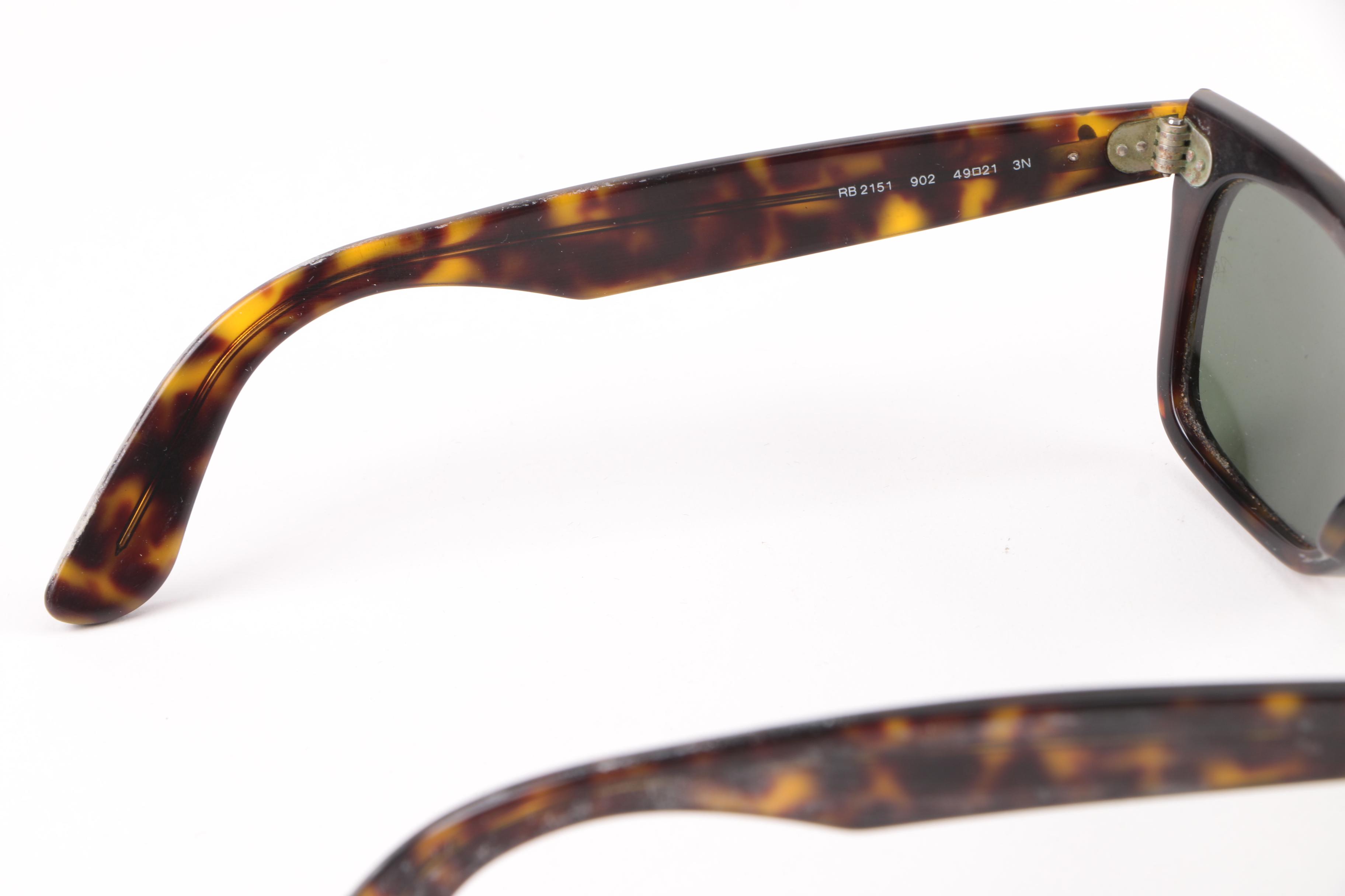 Vintage Ray-Ban RB 2151 Wayfarer Square Tortoiseshell Style Sunglasses with Case