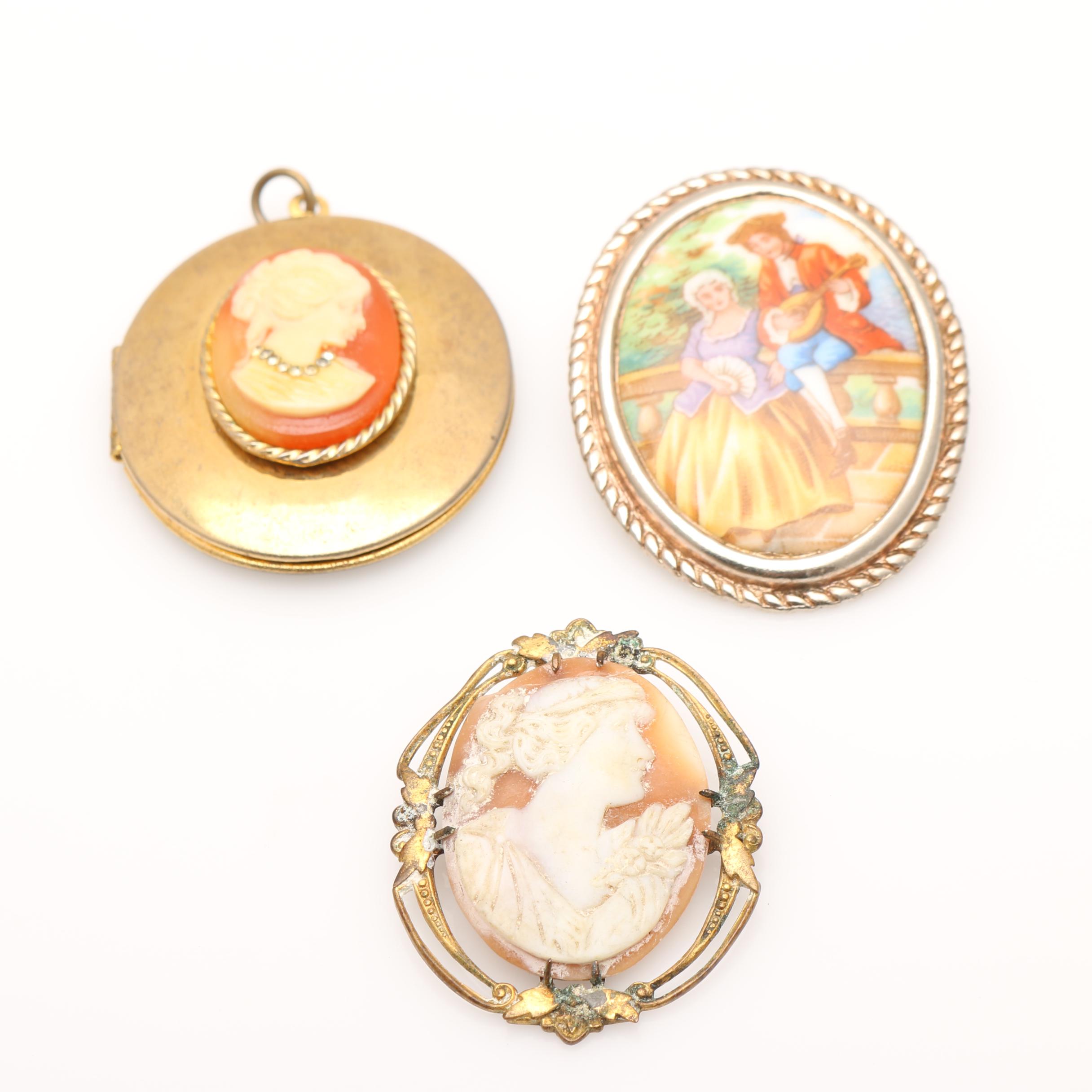 Vintage Portrait Jewelry Including Limoges