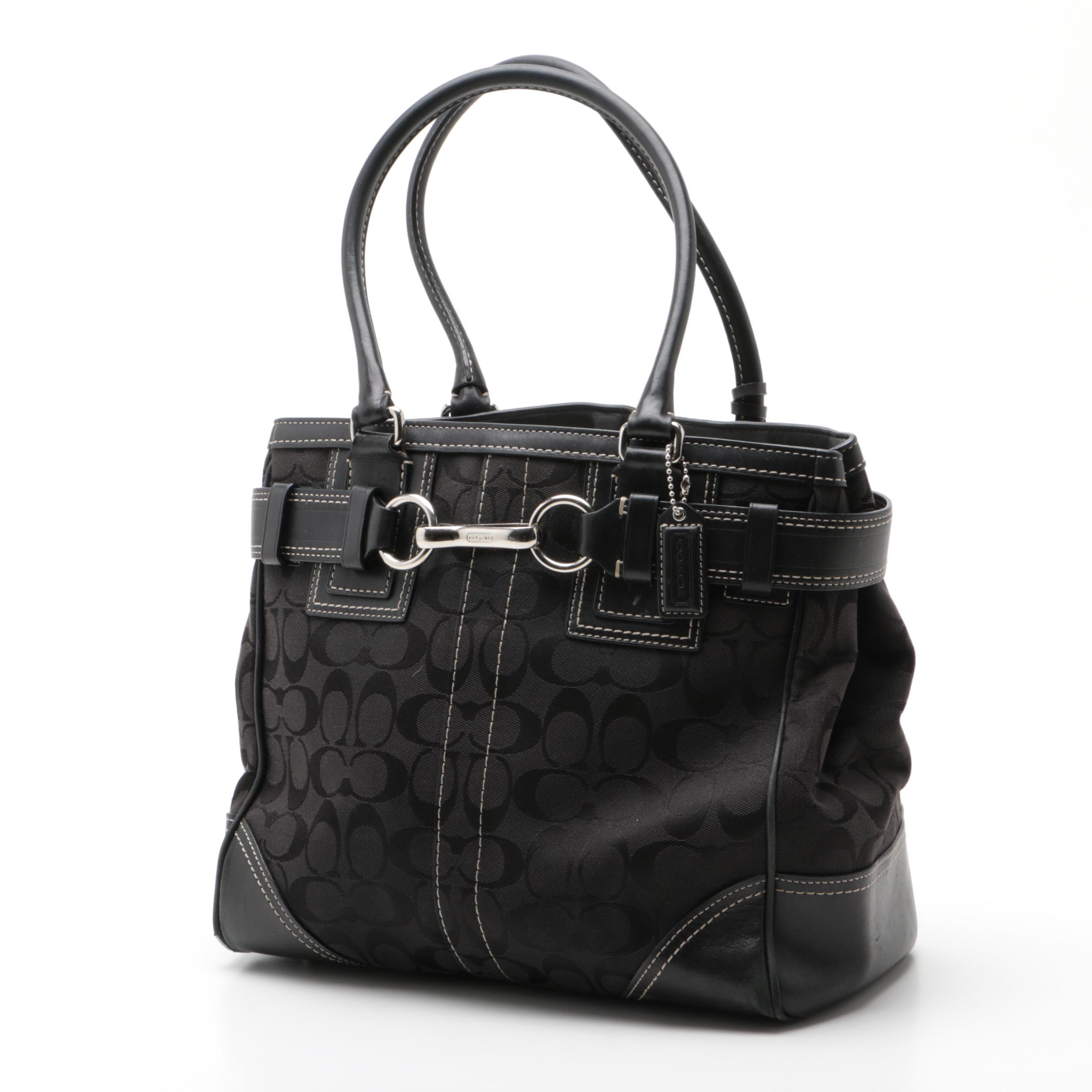 Coach Hampton Black Signature Canvas Handbag