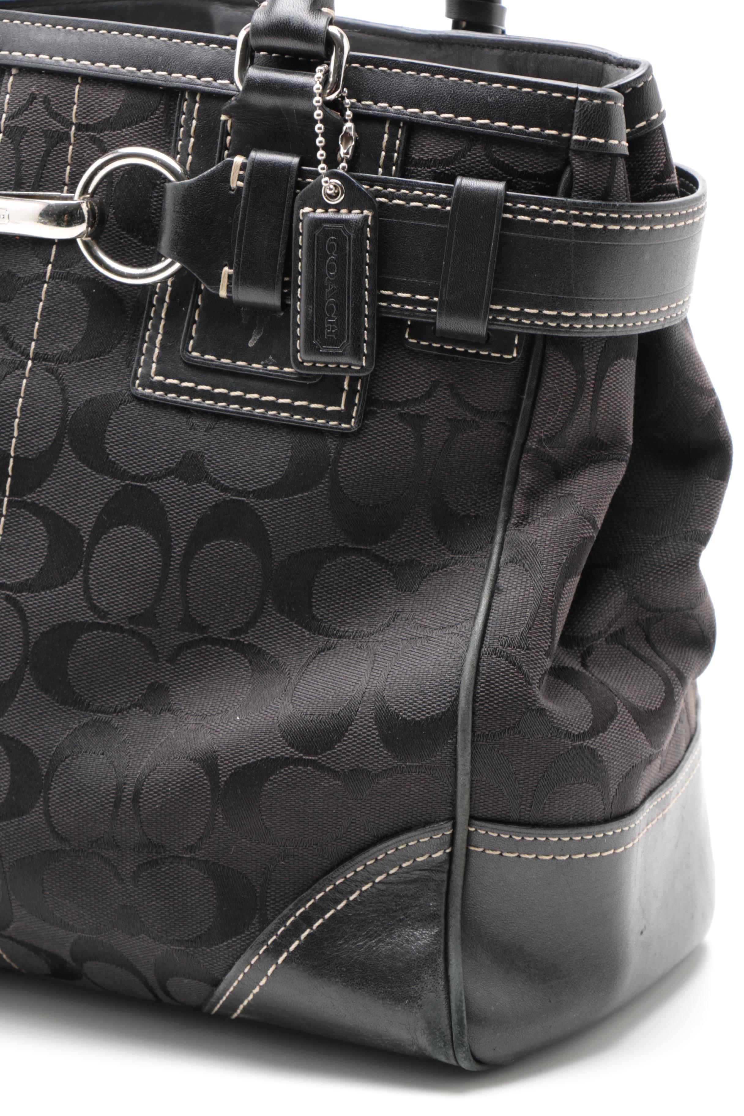 Coach Hampton Black Signature Canvas Handbag