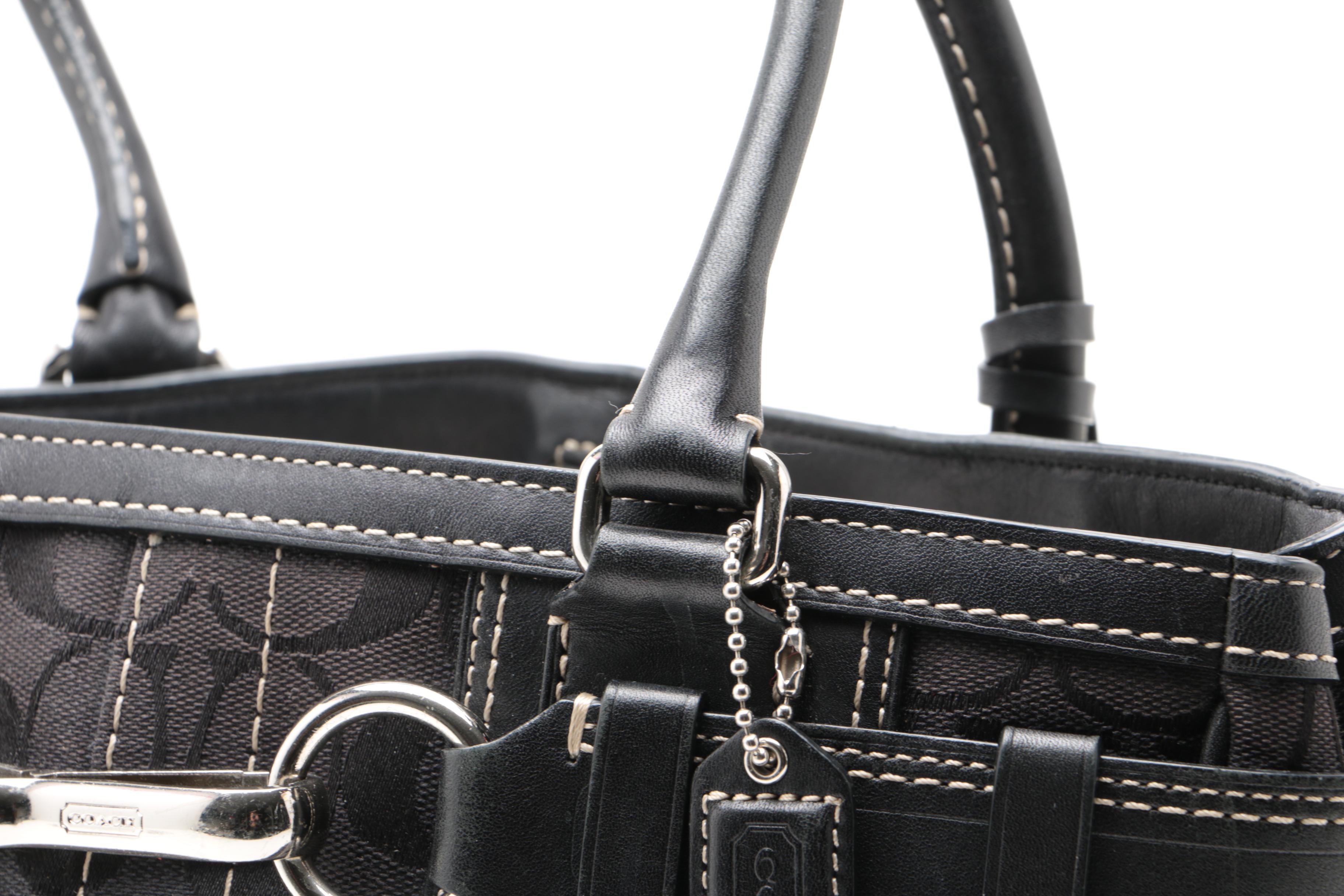Coach Hampton Black Signature Canvas Handbag