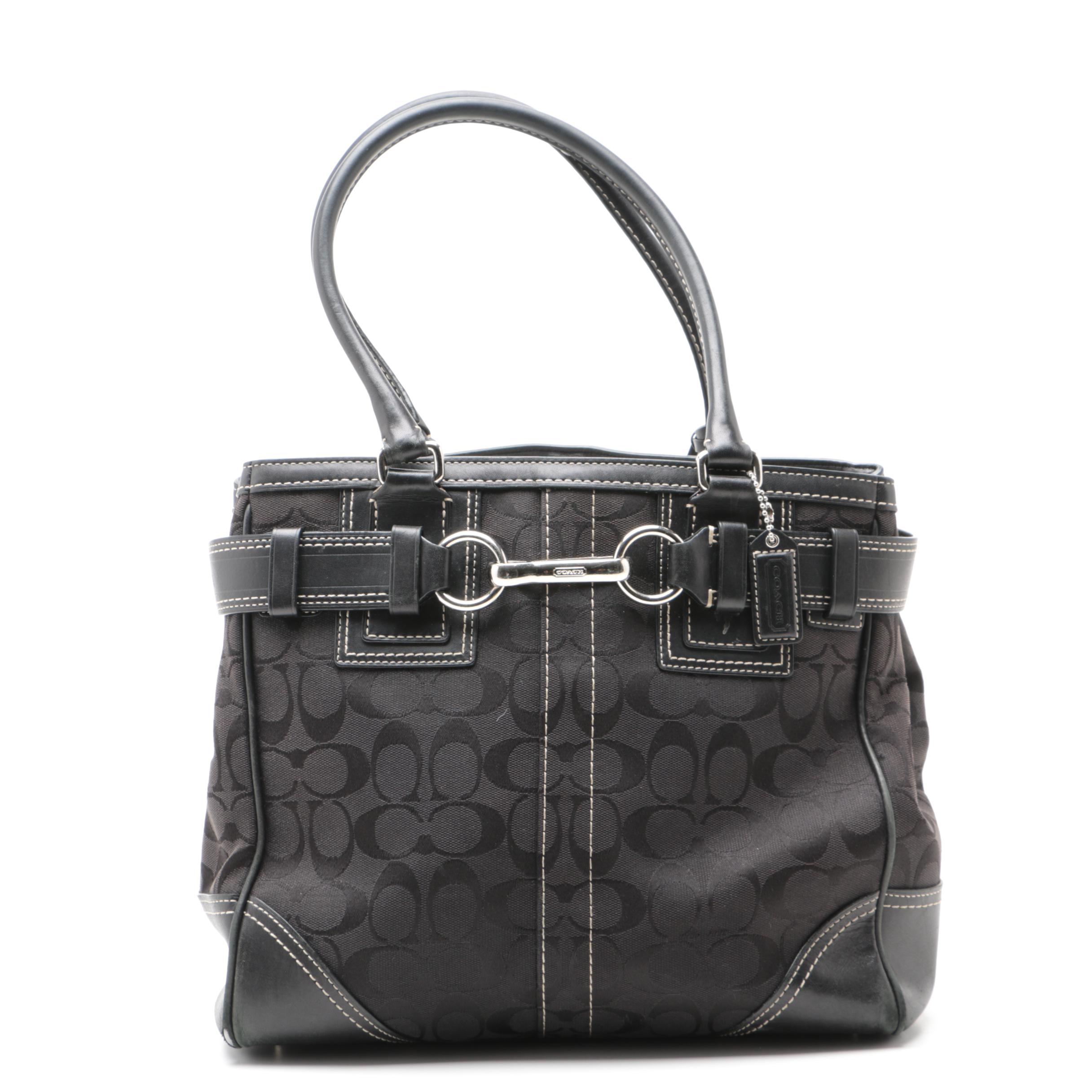 Coach Hampton Black Signature Canvas Handbag