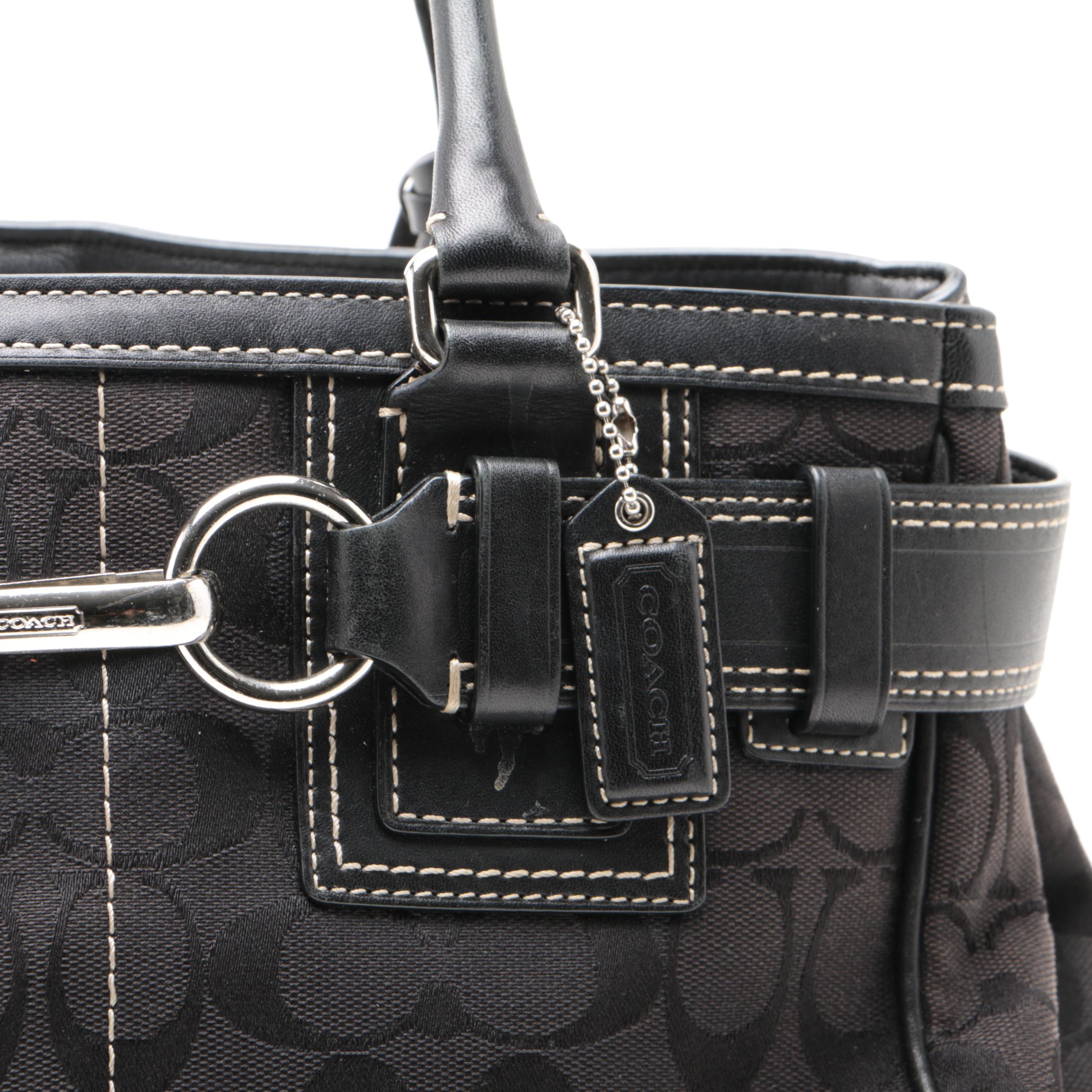 Coach Hampton Black Signature Canvas Handbag