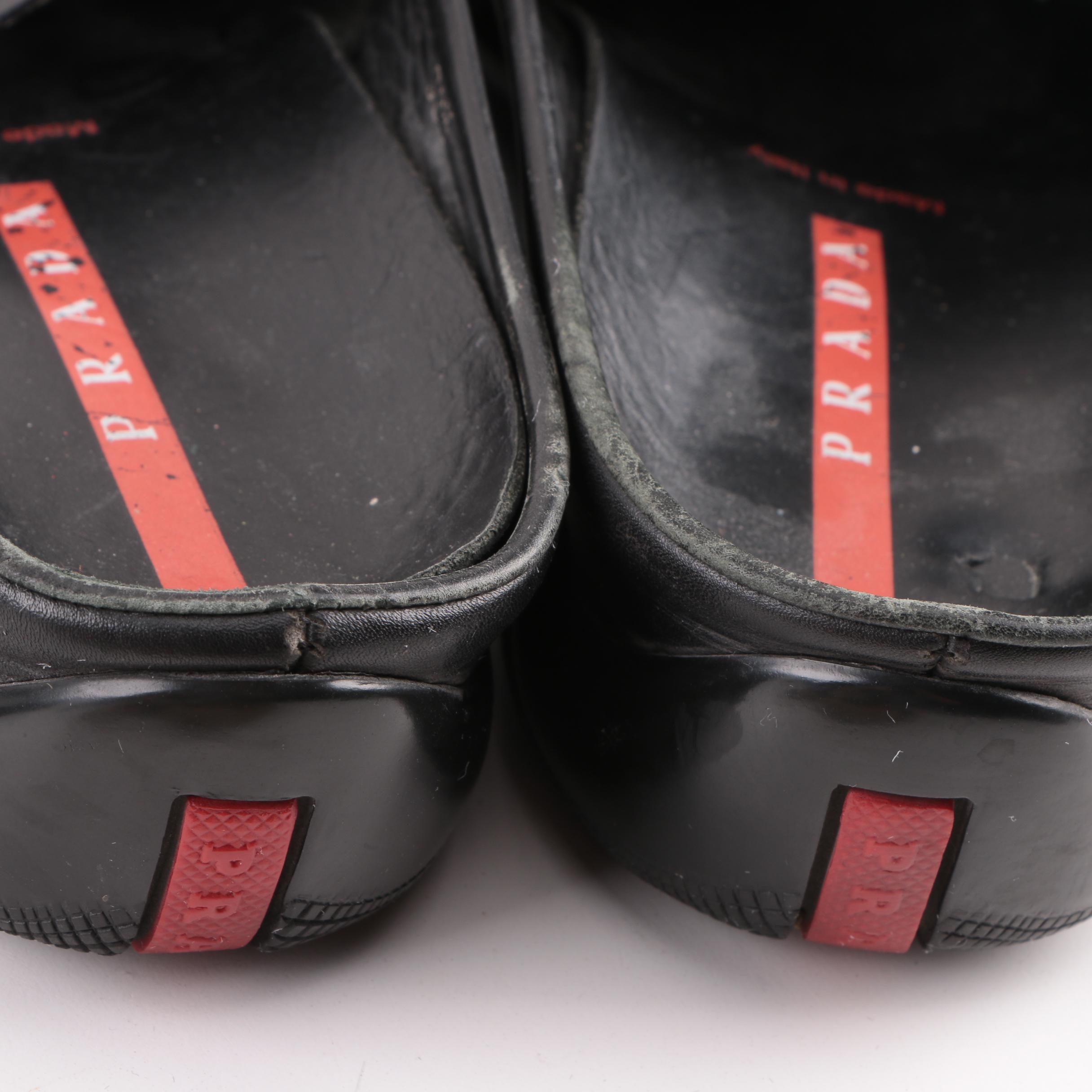 Burberry Espadrille Sandals with Prada Black Loafers and Brown Leather Slides