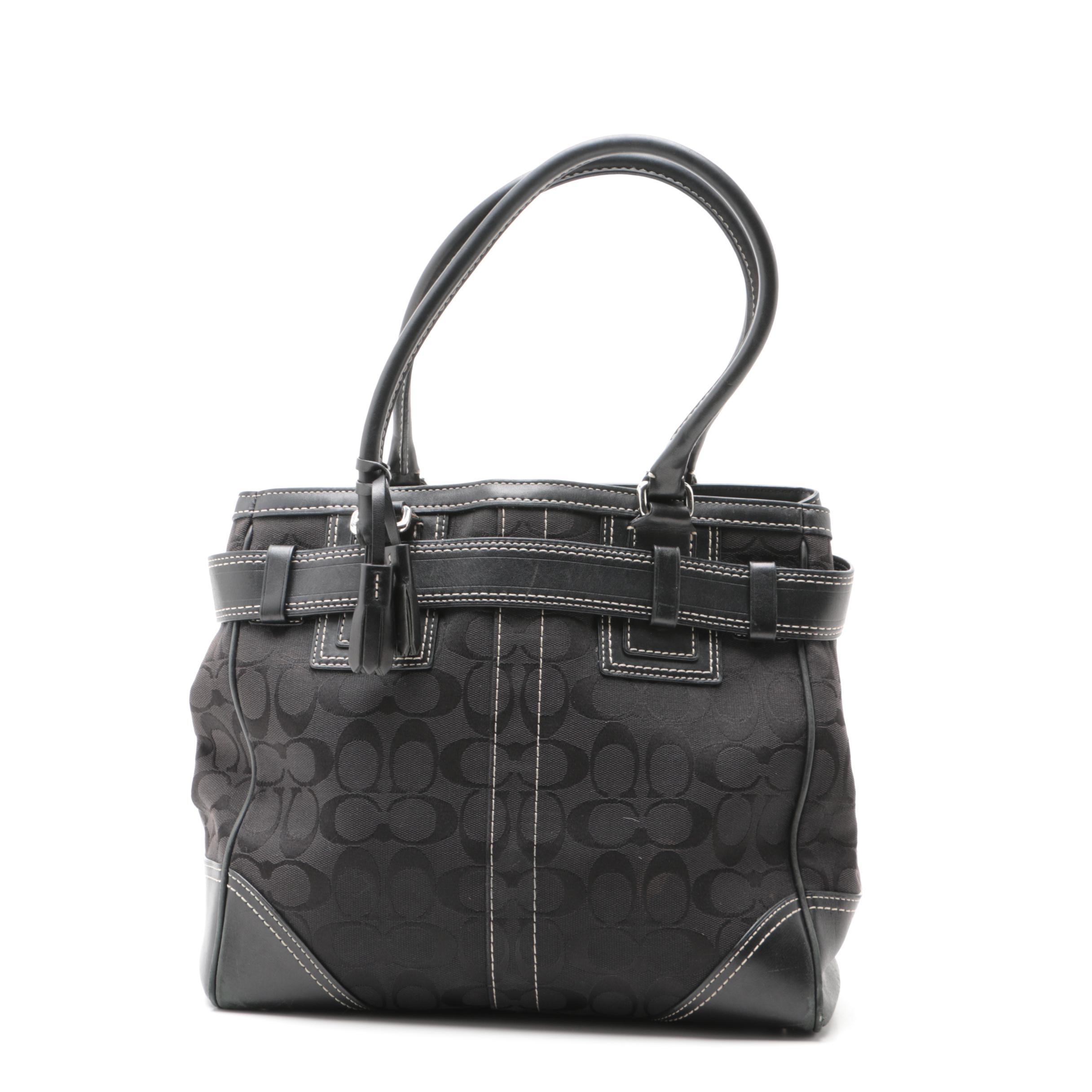 Coach Hampton Black Signature Canvas Handbag