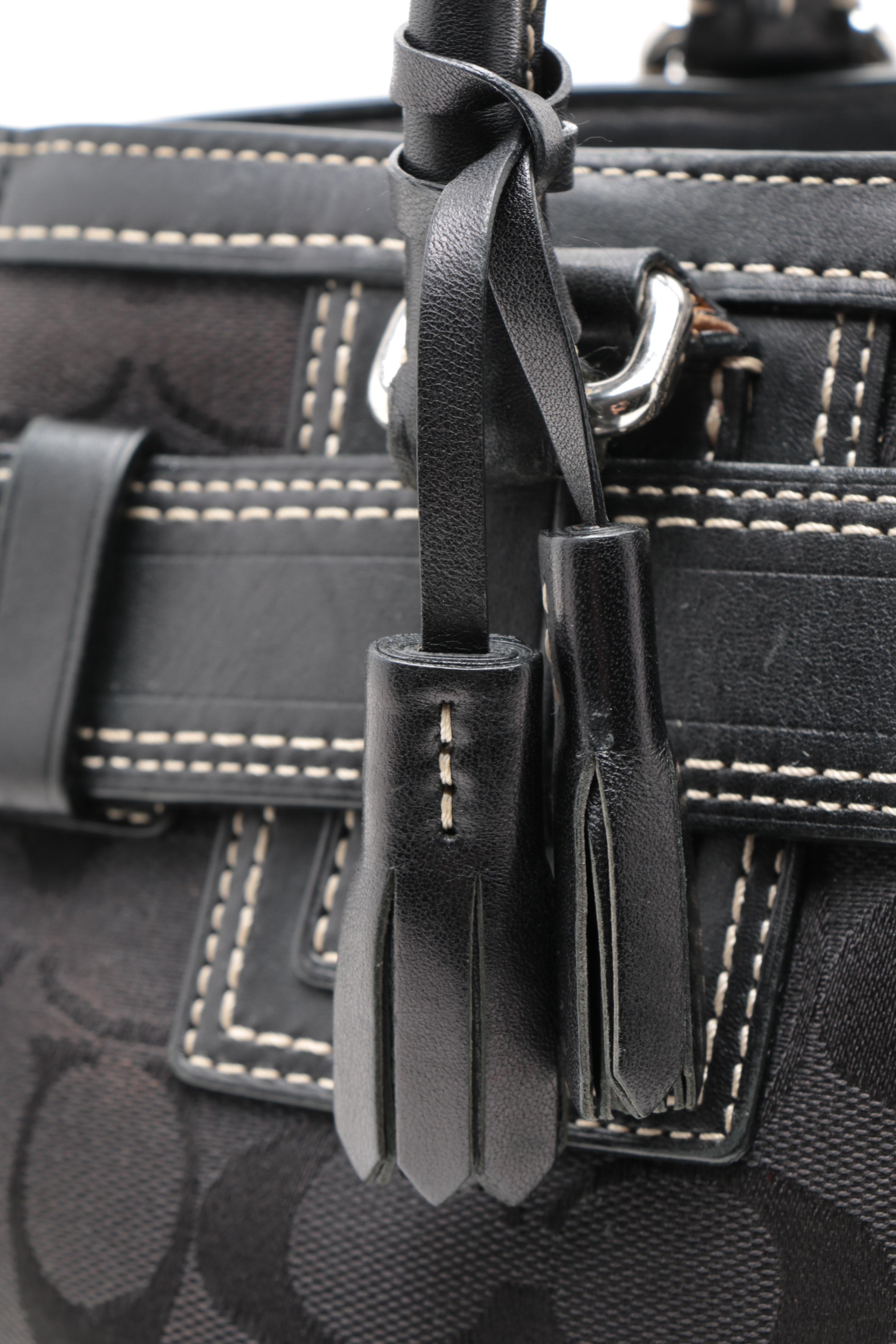 Coach Hampton Black Signature Canvas Handbag