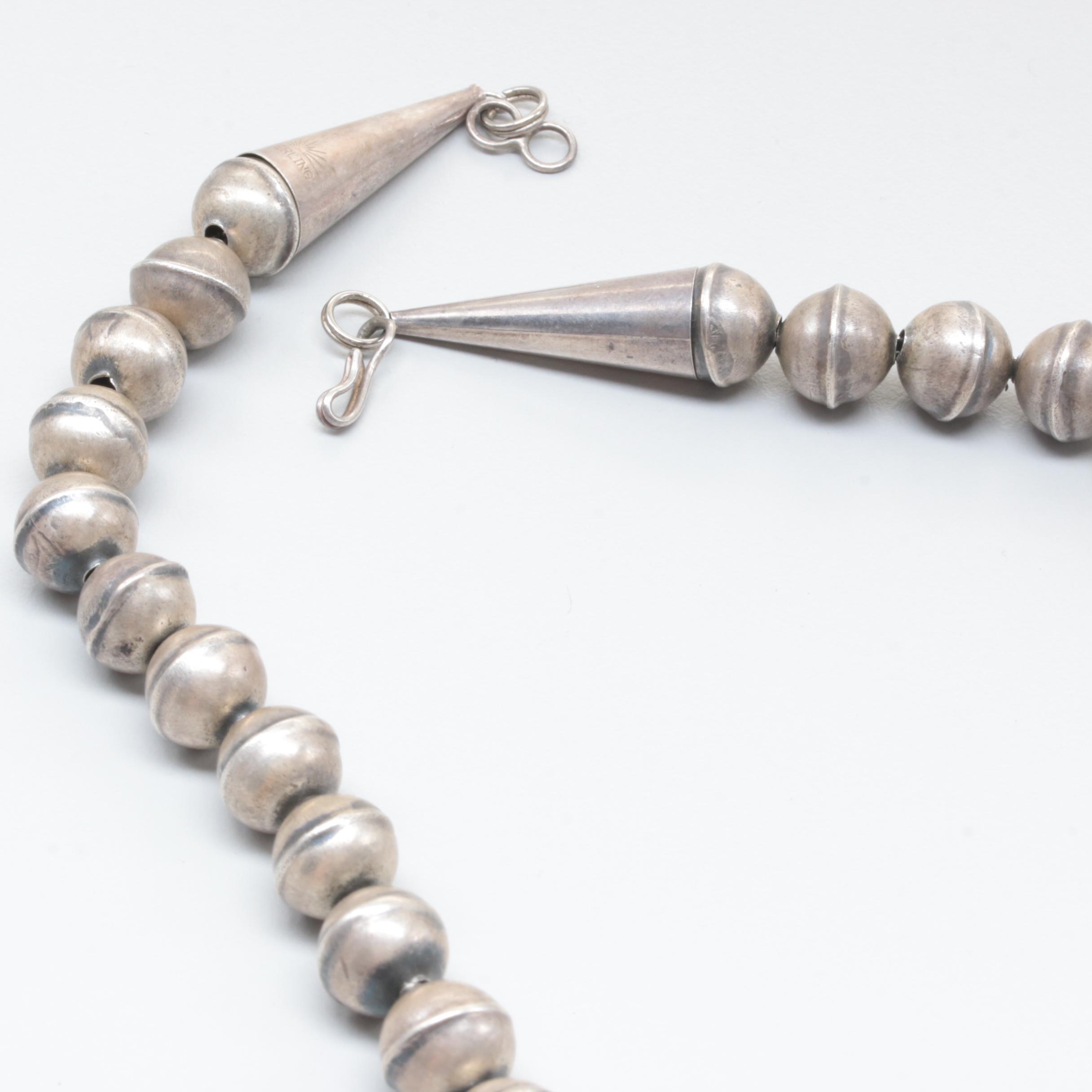 Johnny Pitchlynn Choctaw Sterling Silver Turquoise Necklace