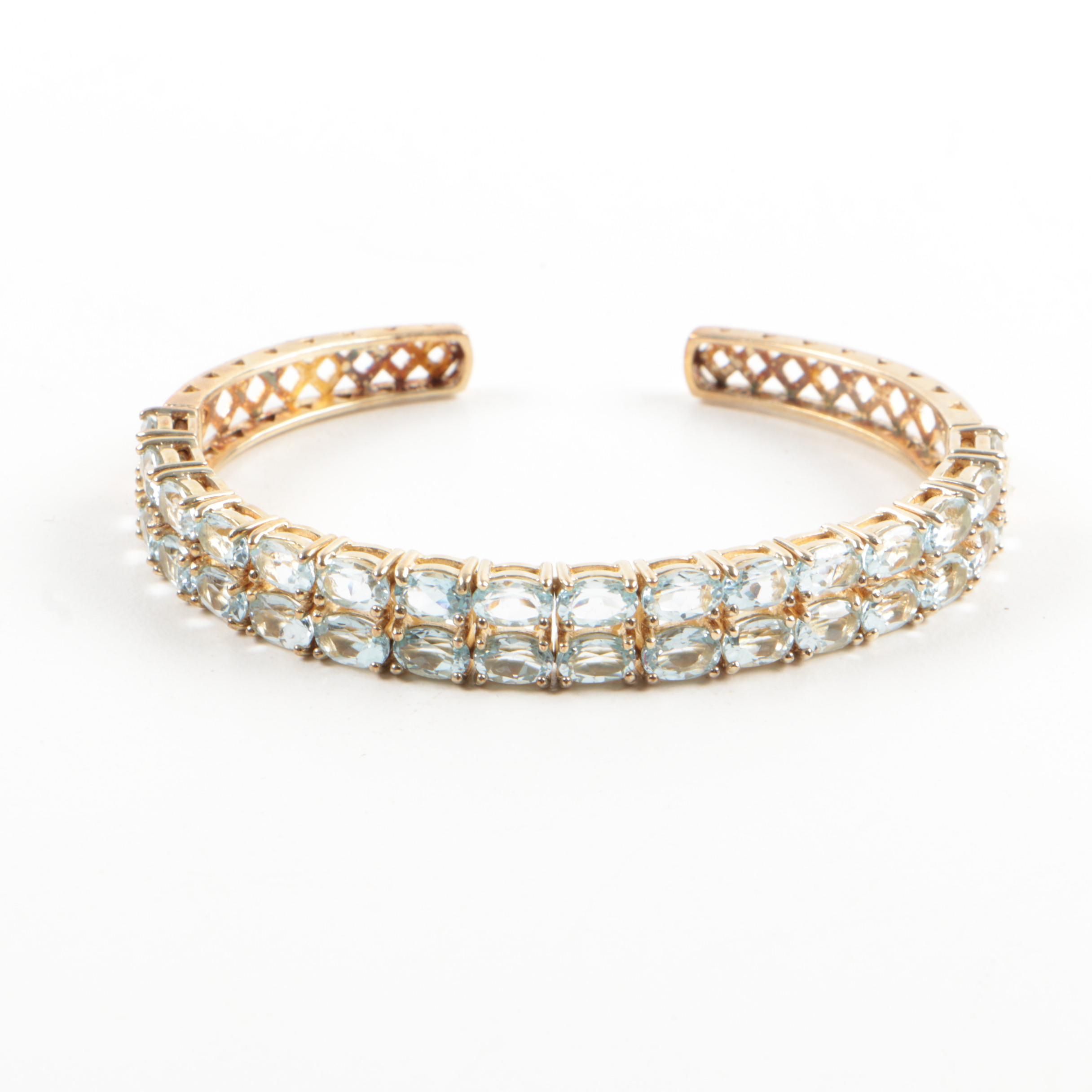 Gold Wash Sterling Silver Topaz Cuff Bracelet