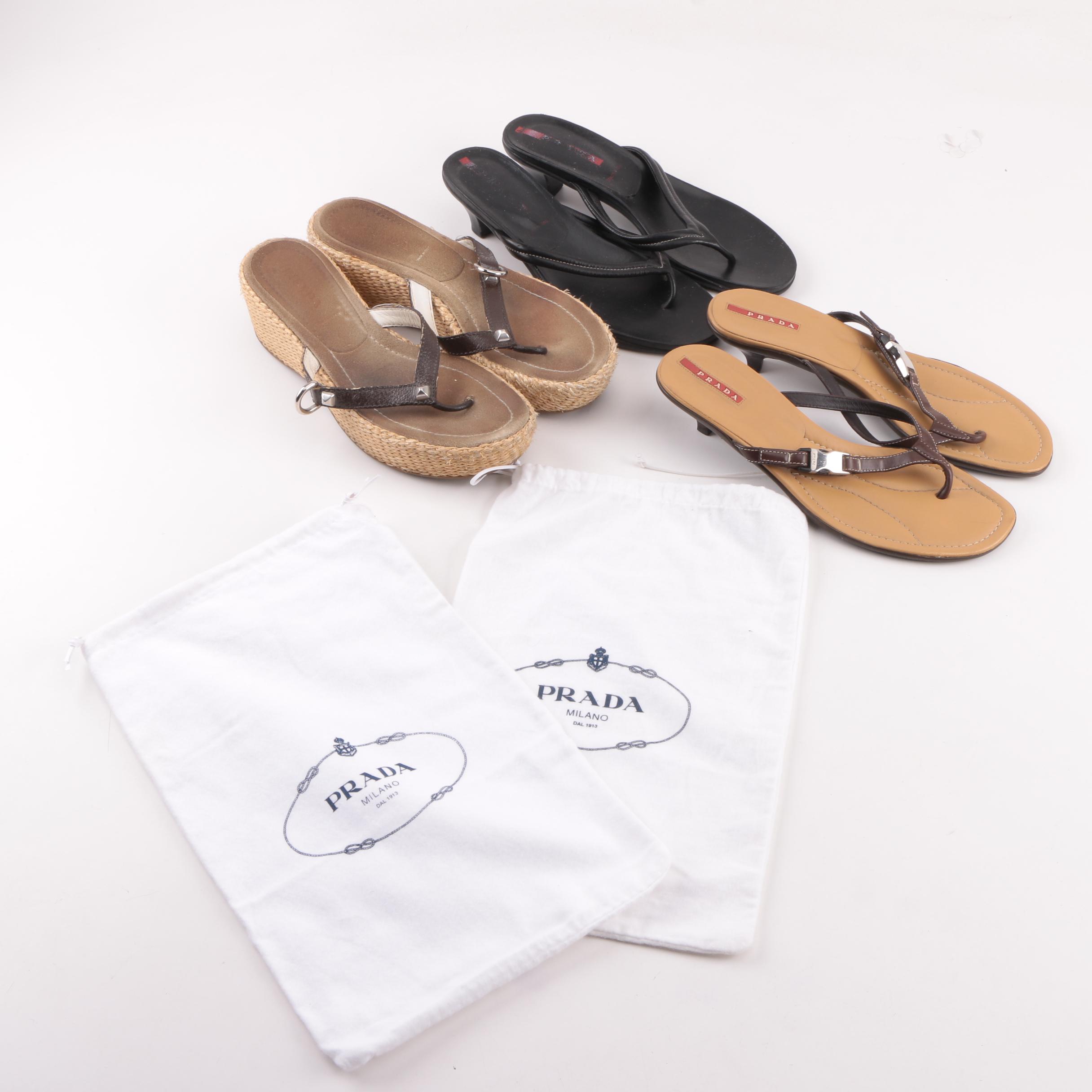 Prada Thong Sandals Including Platform Espadrilles