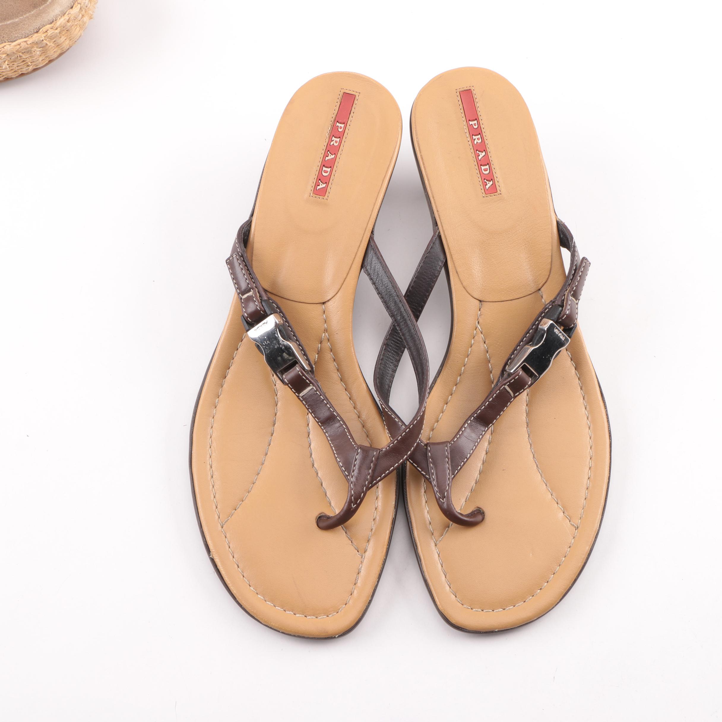 Prada Thong Sandals Including Platform Espadrilles