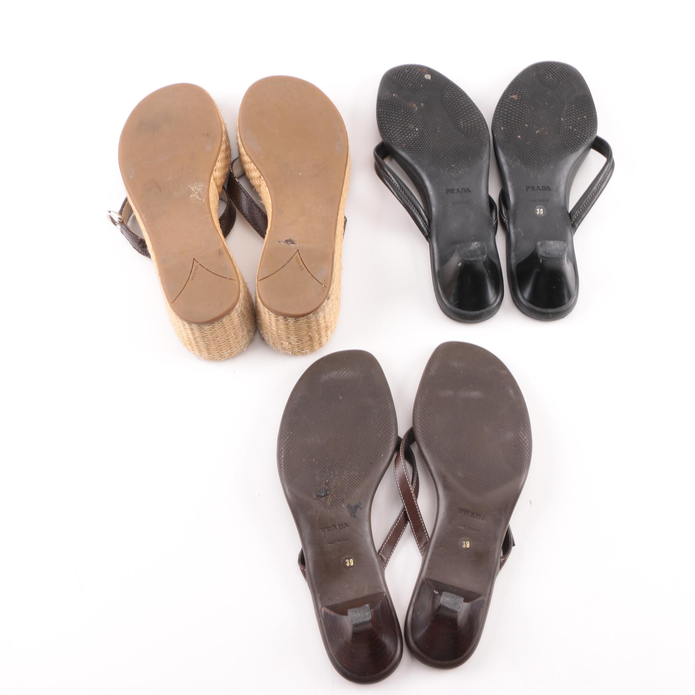 Prada Thong Sandals Including Platform Espadrilles