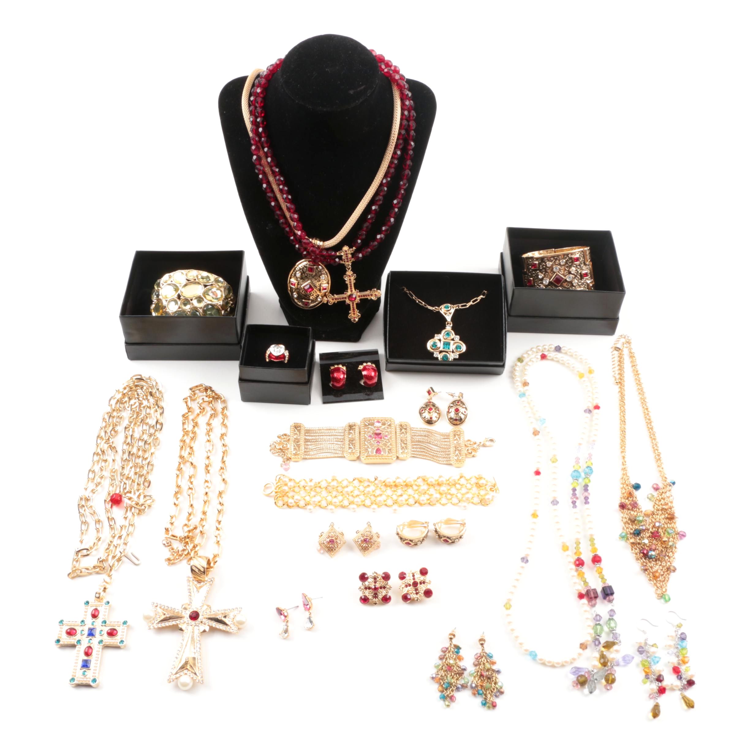 Susan Lucci Designed Costume Jewelry with Imitation Pearls and Gemstones