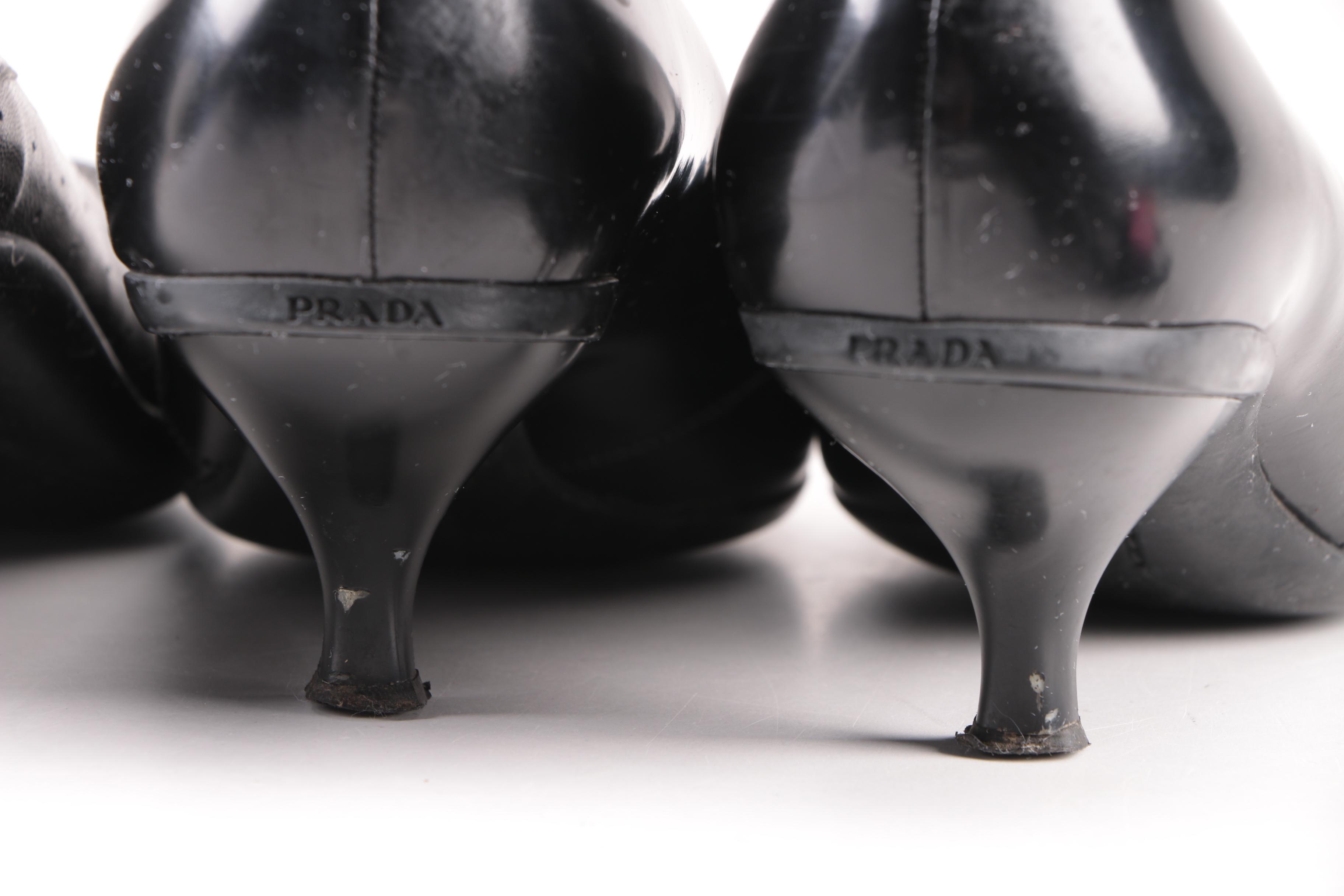 Prada Black Leather Pumps and Slides