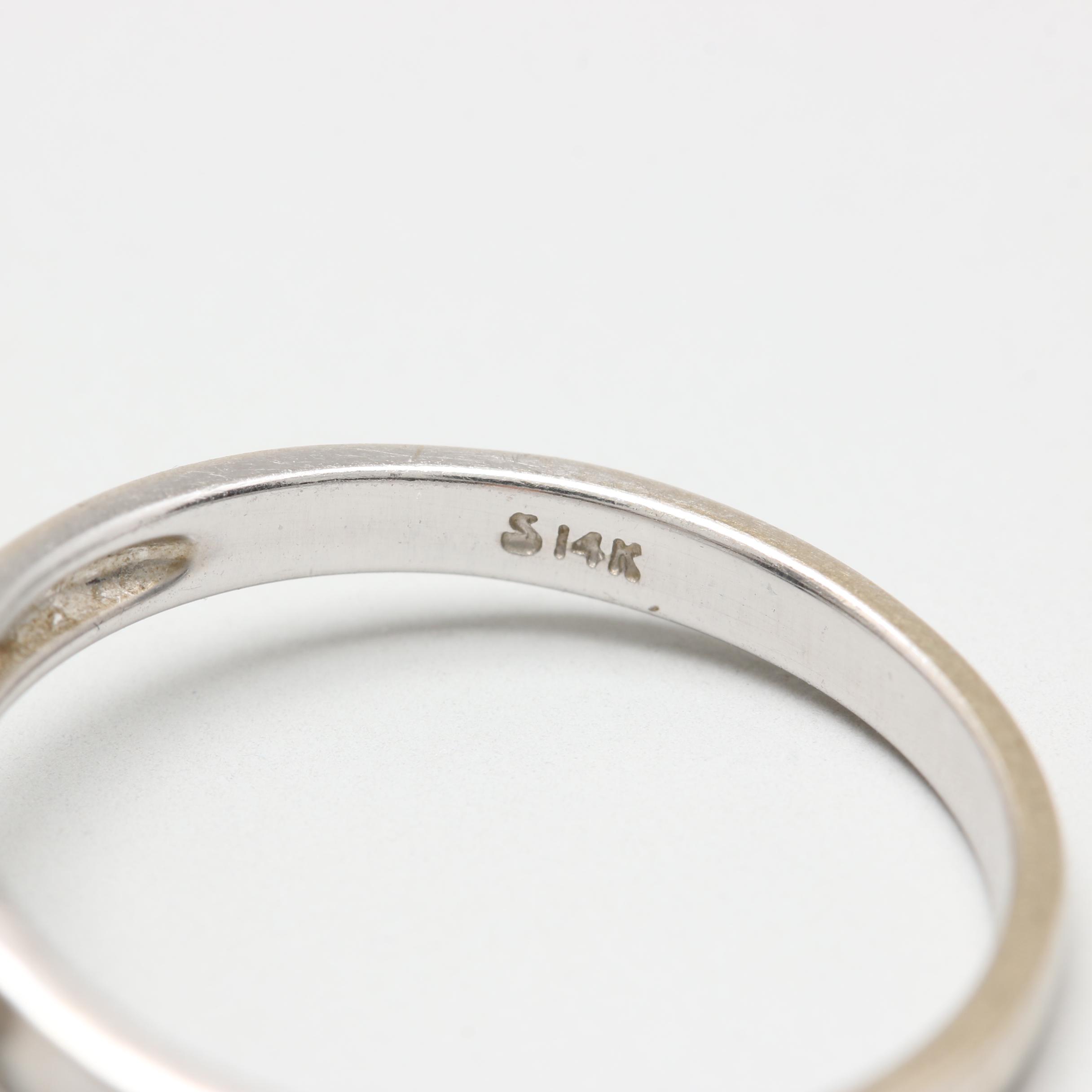 14K White Gold Black Onyx and Diamond Ring