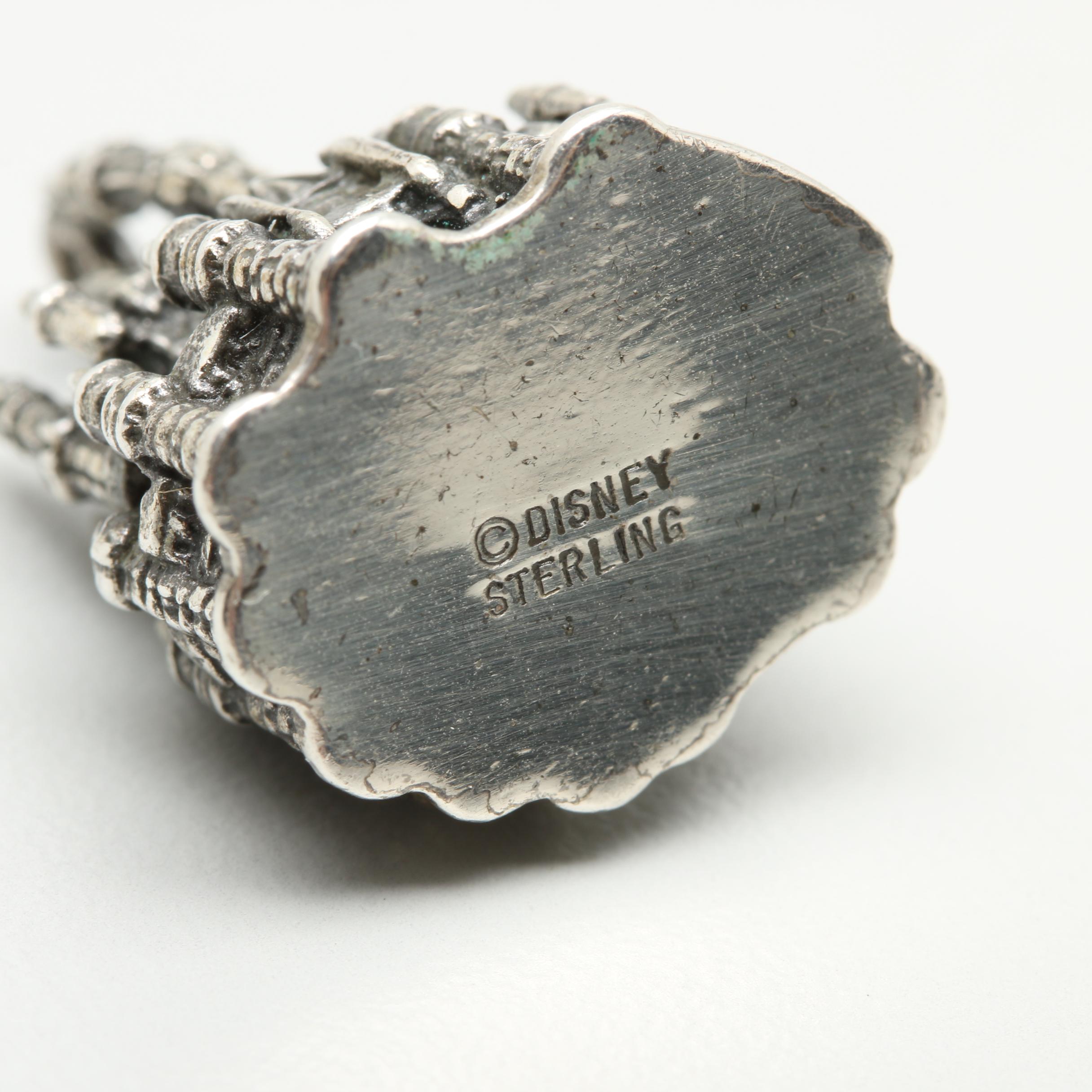 Disney Sterling Silver Castle Charm and Silver Tone Donald Duck Charms