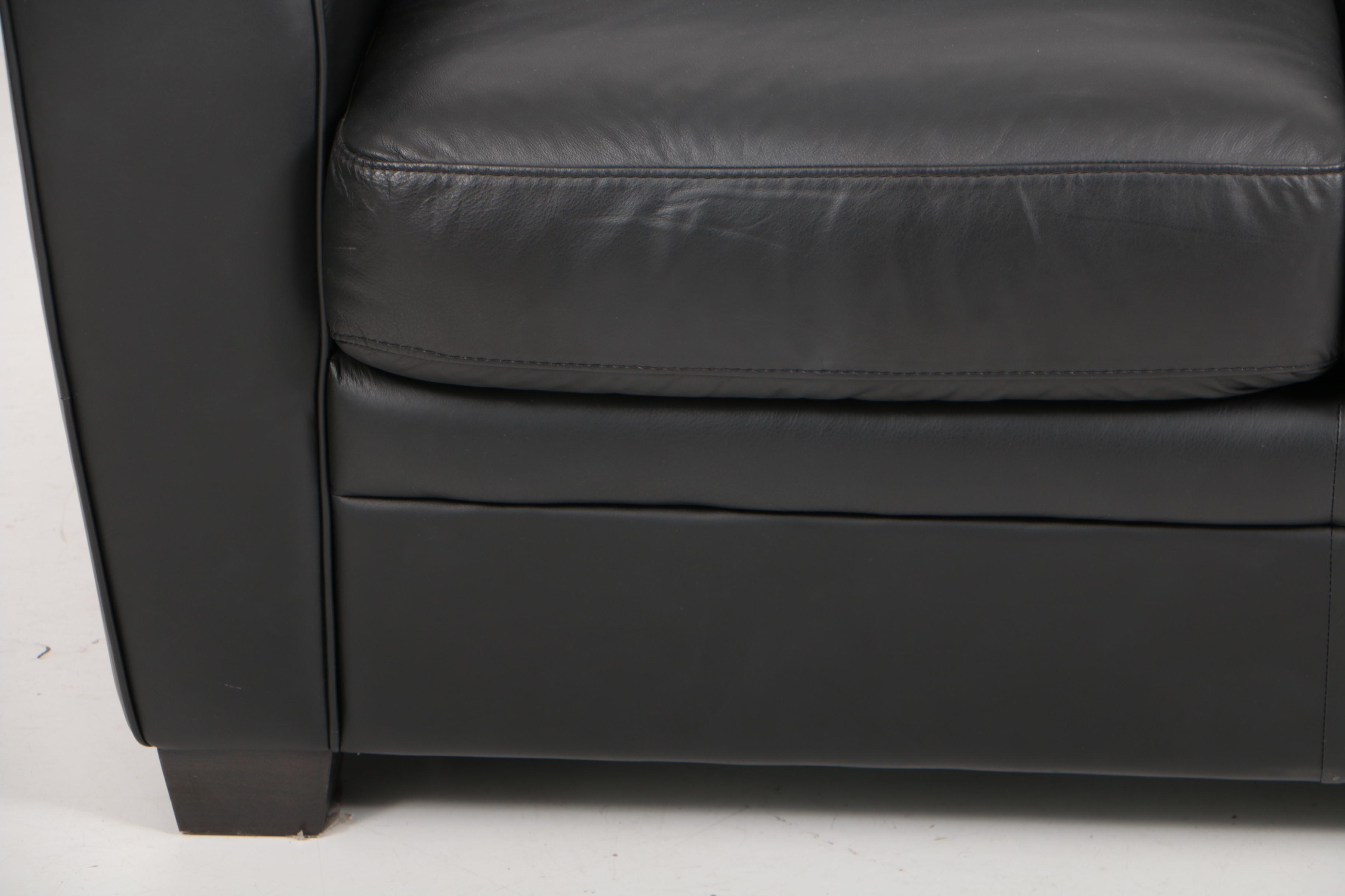 Natuzzi Black Leather Three-Seat Sleeper Sofa