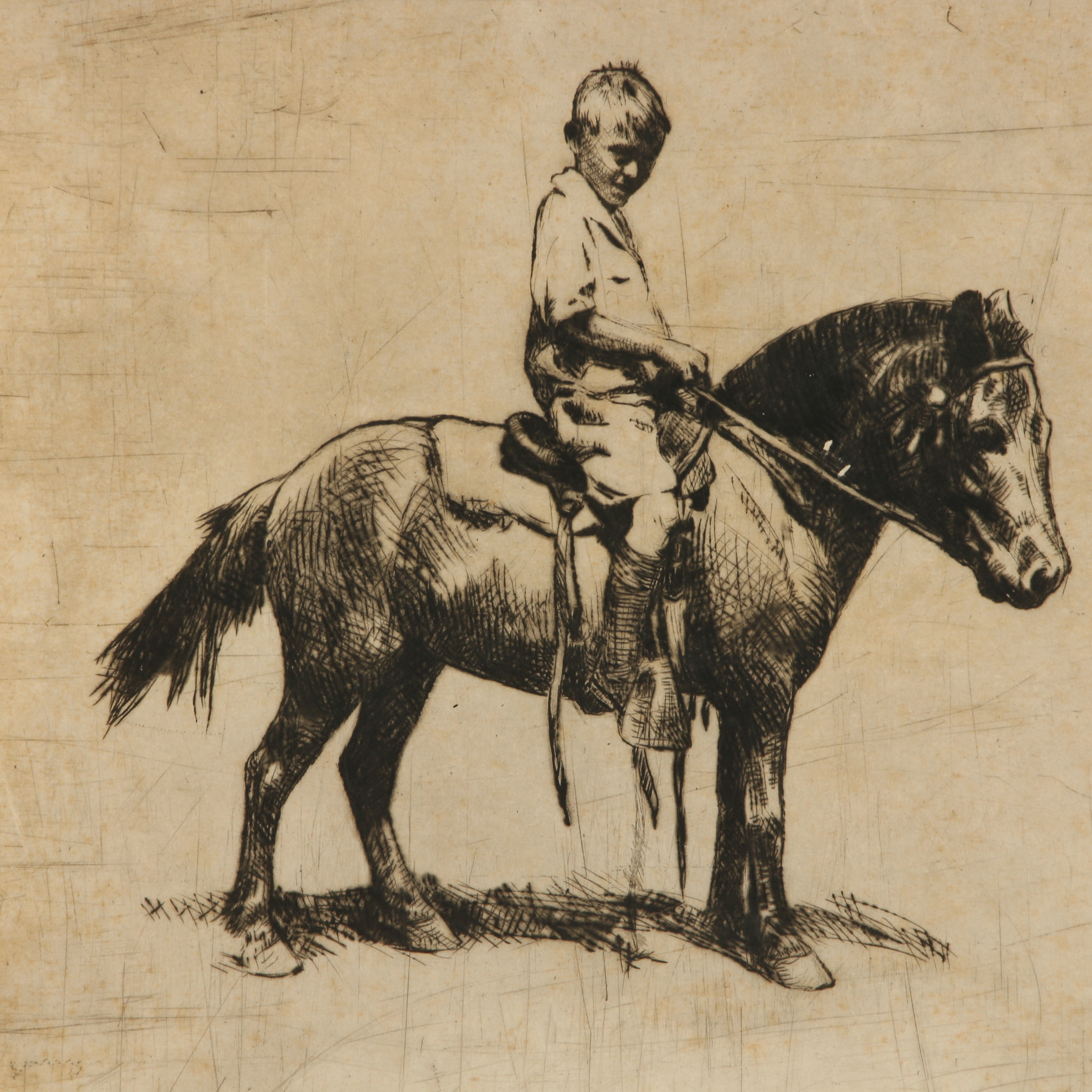 Robert Whitmore Drypoint Engraving "Billy"