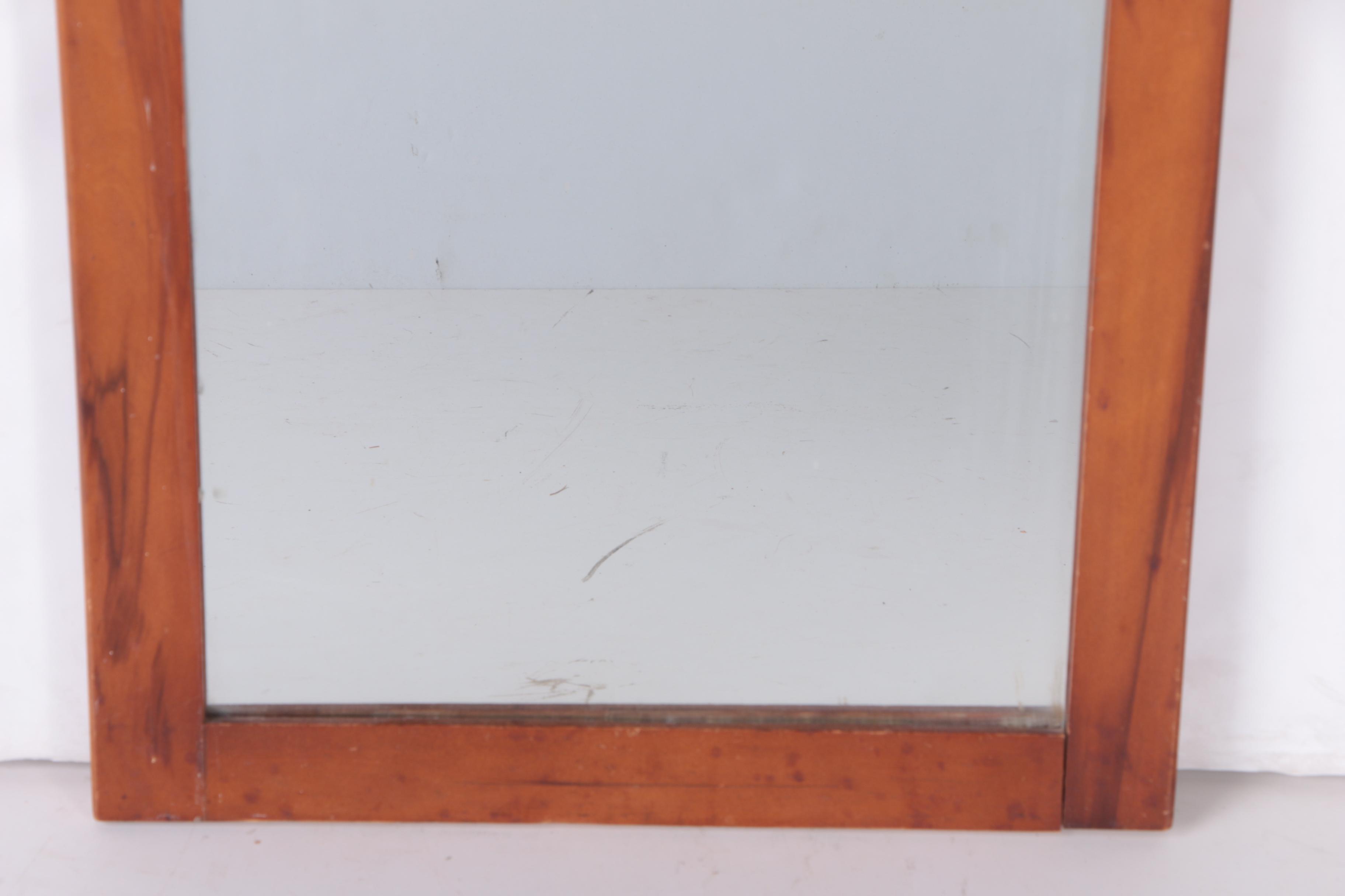 Vintage Maple Wall Mirror with Pierced Crest