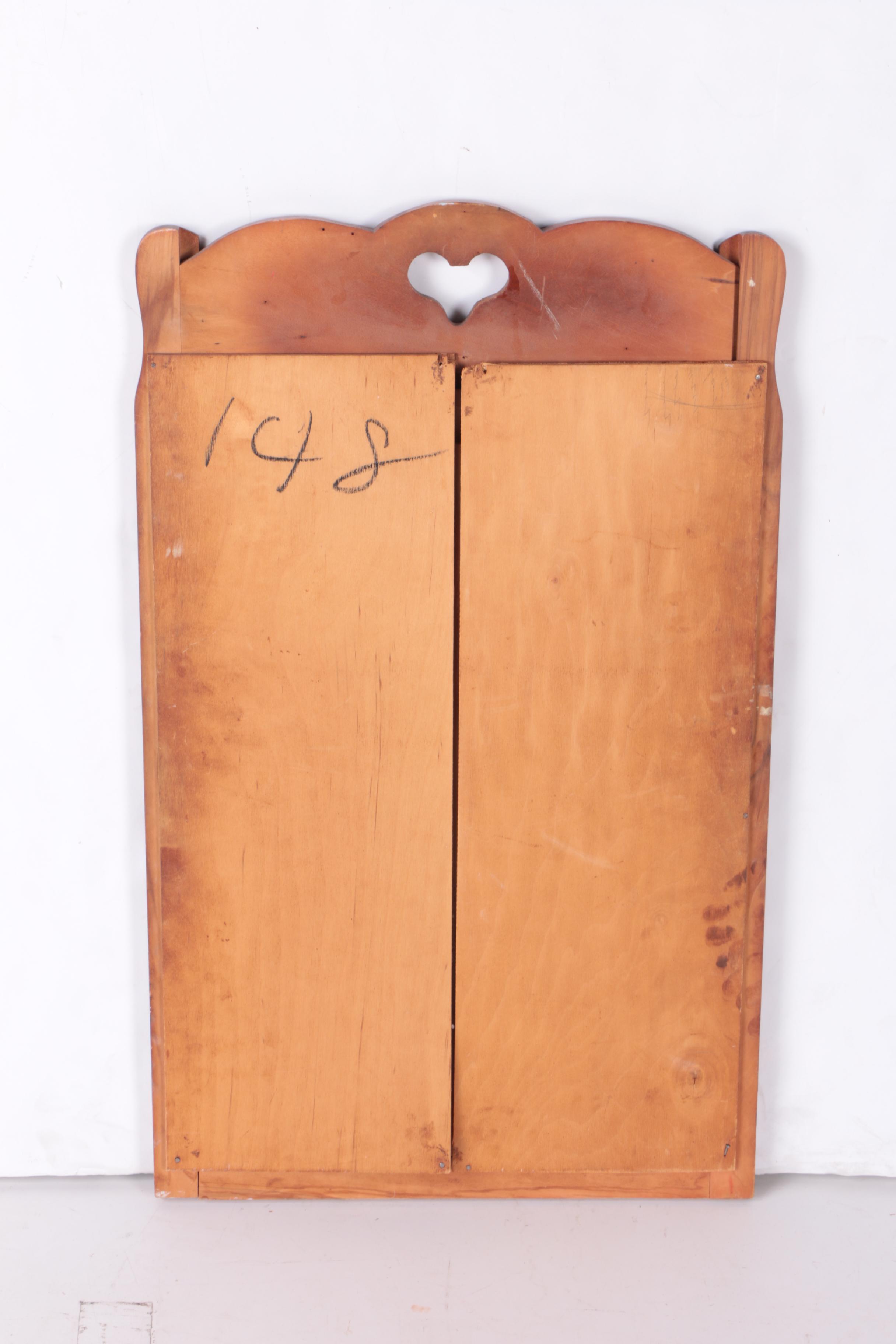 Vintage Maple Wall Mirror with Pierced Crest