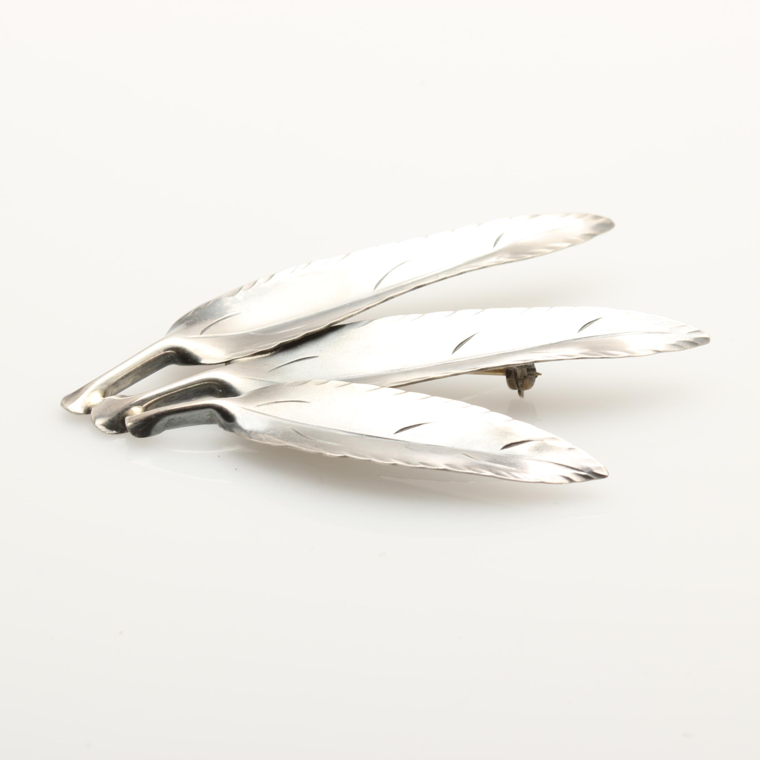 Vintage Floral Sterling Silver Brooches