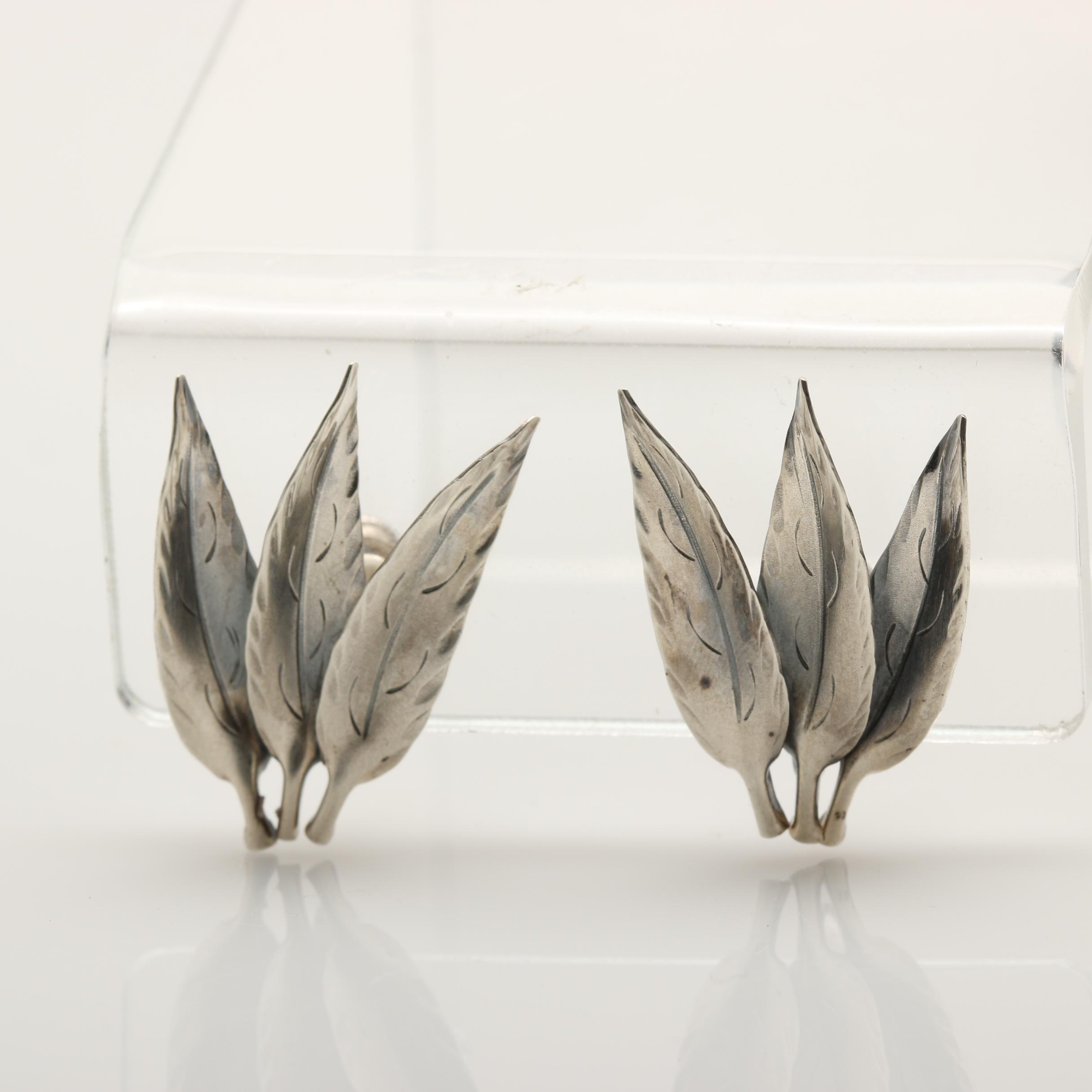 Vintage Floral Sterling Silver Brooches