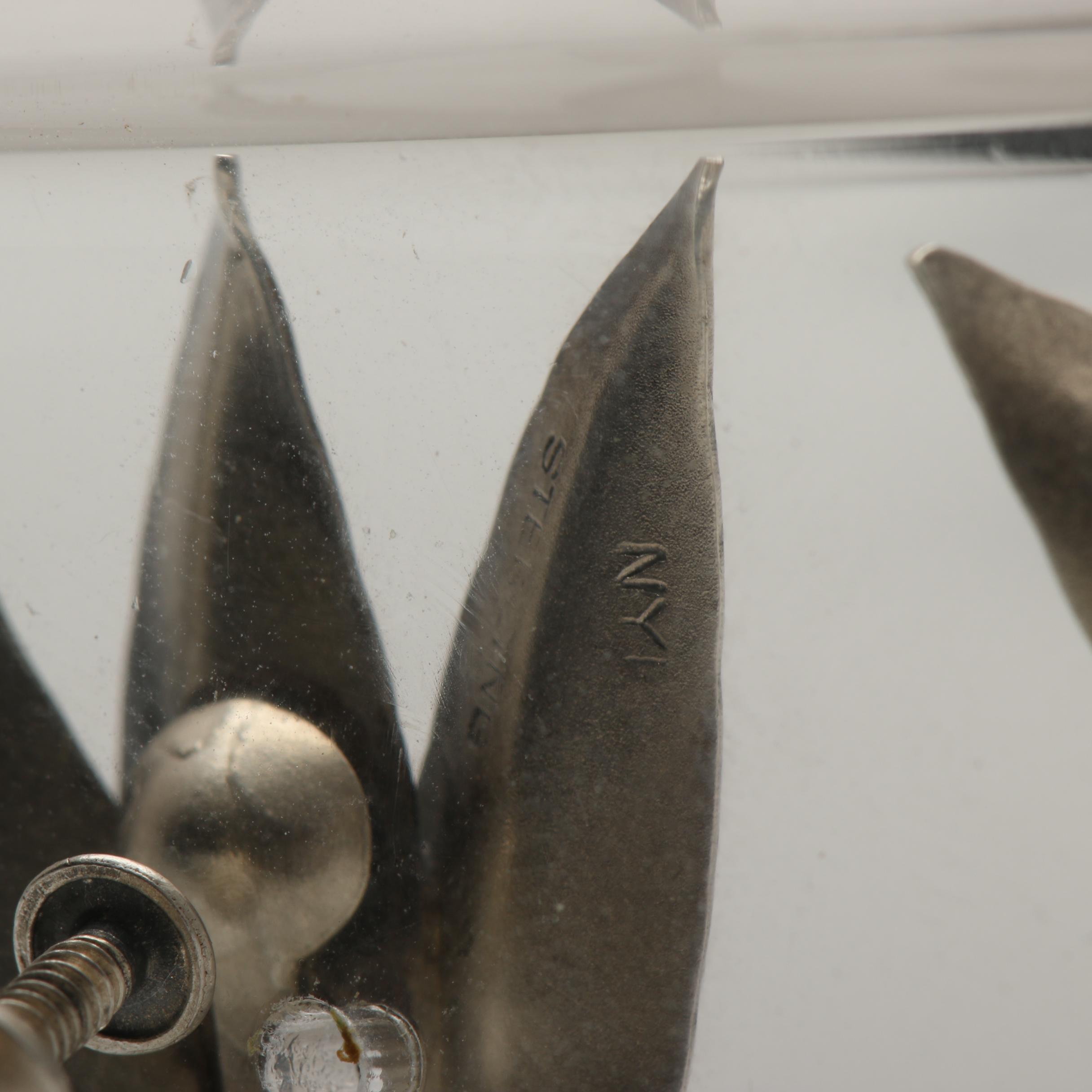 Vintage Floral Sterling Silver Brooches