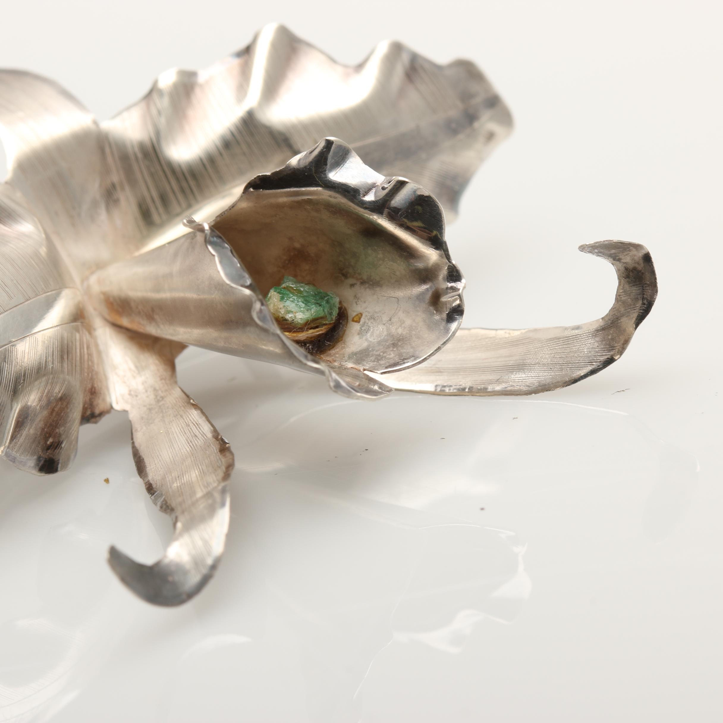 Vintage Floral Sterling Silver Brooches