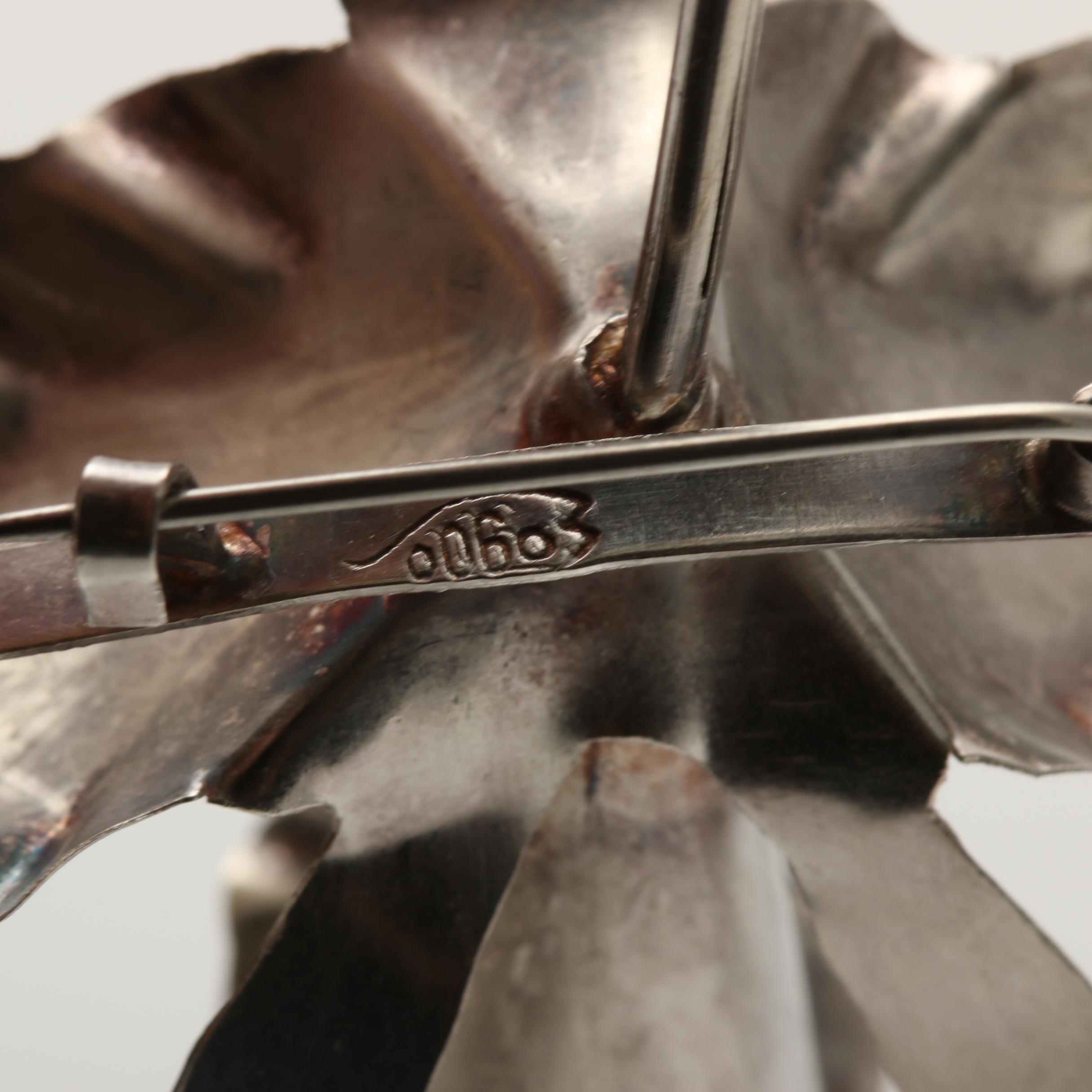 Vintage Floral Sterling Silver Brooches