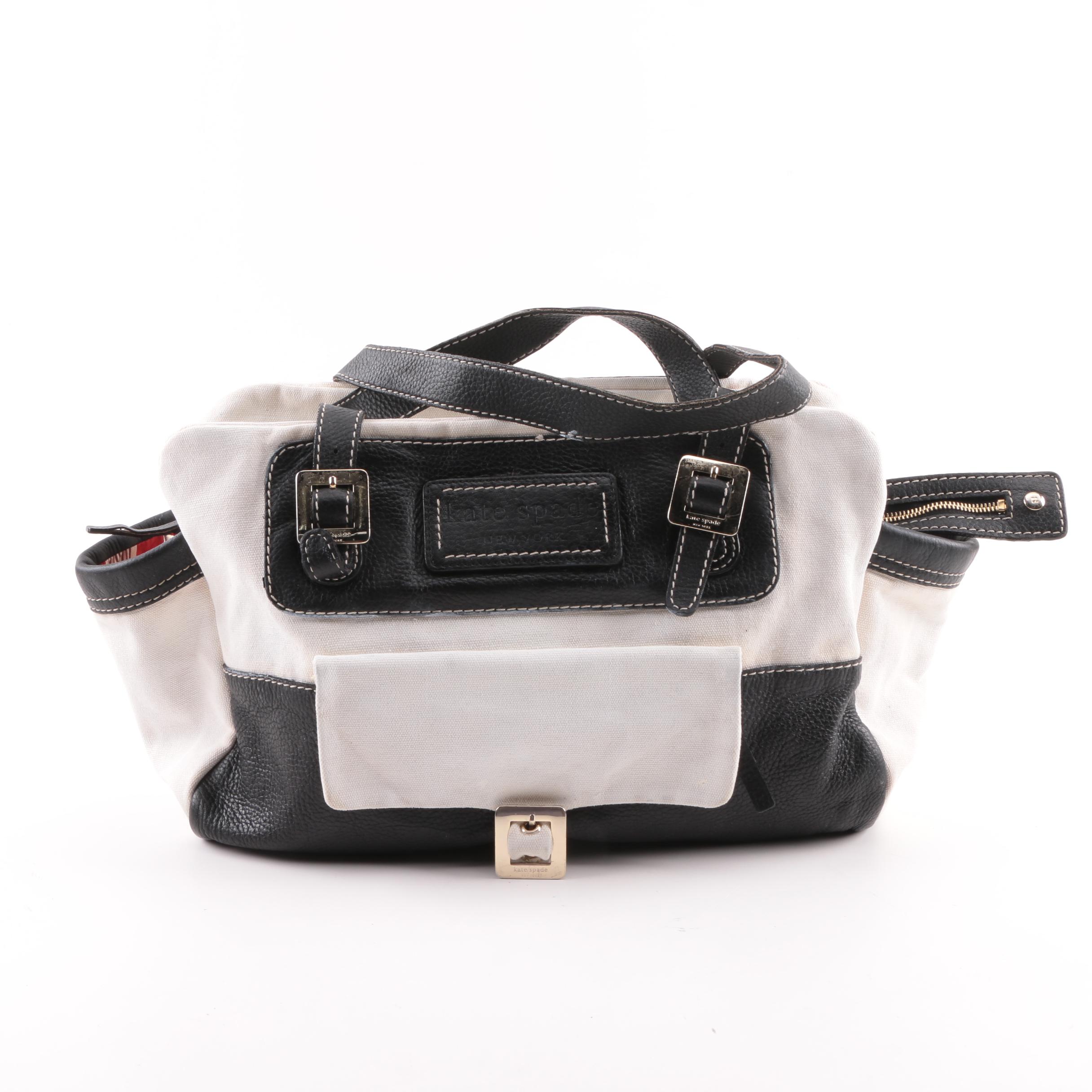 Kate Spade New York Black and White Leather and Canvas Tote and iPhone 6 Case