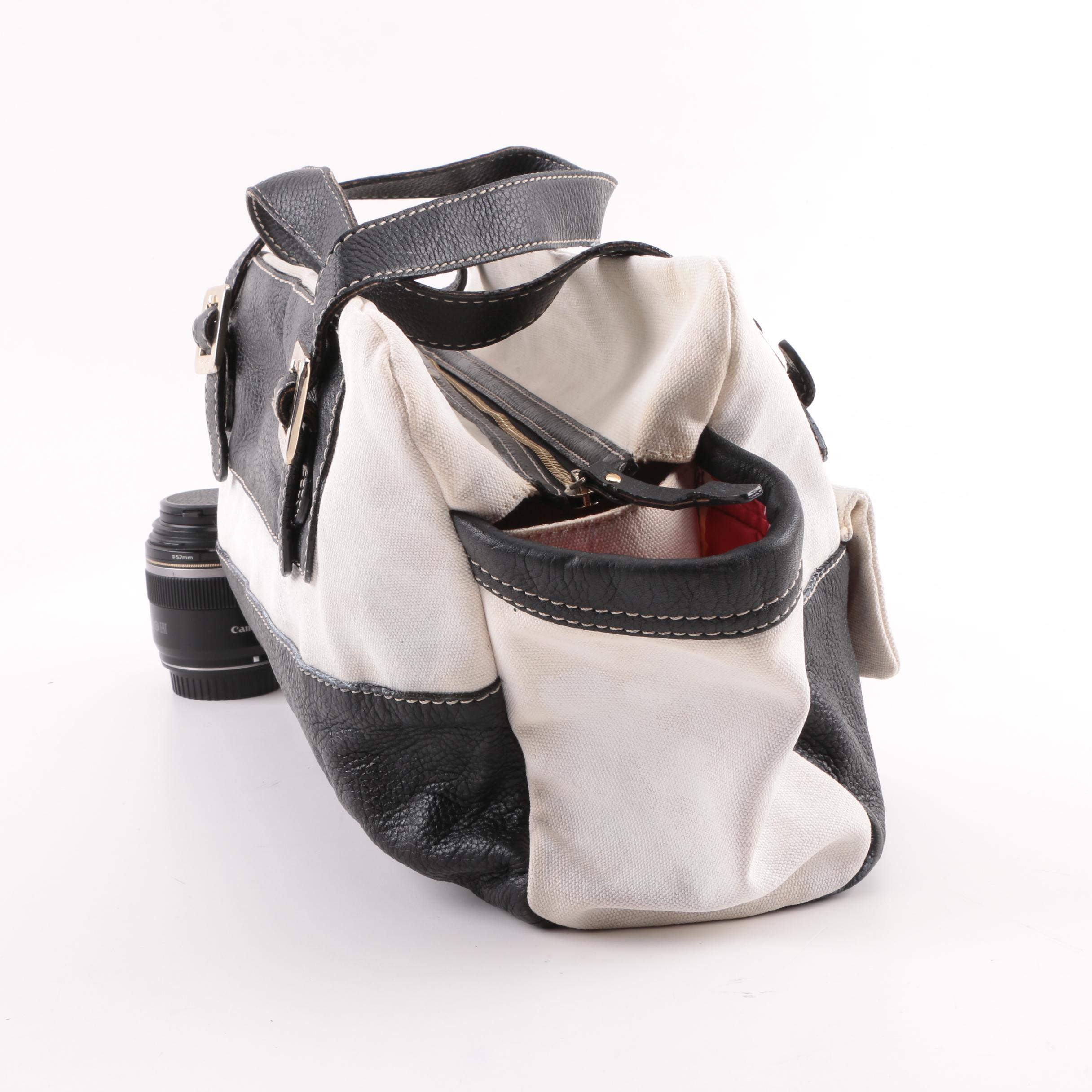 Kate Spade New York Black and White Leather and Canvas Tote and iPhone 6 Case