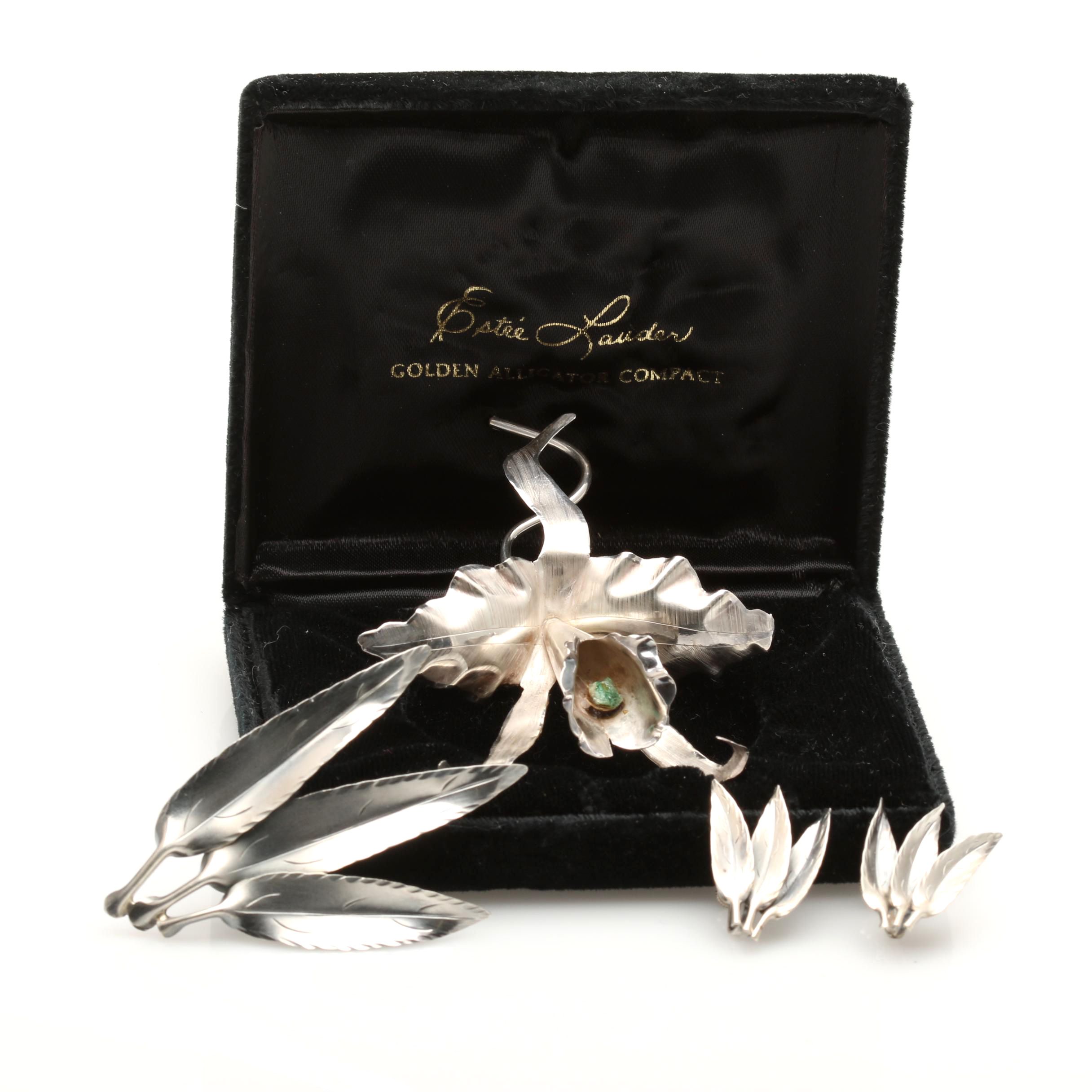 Vintage Floral Sterling Silver Brooches