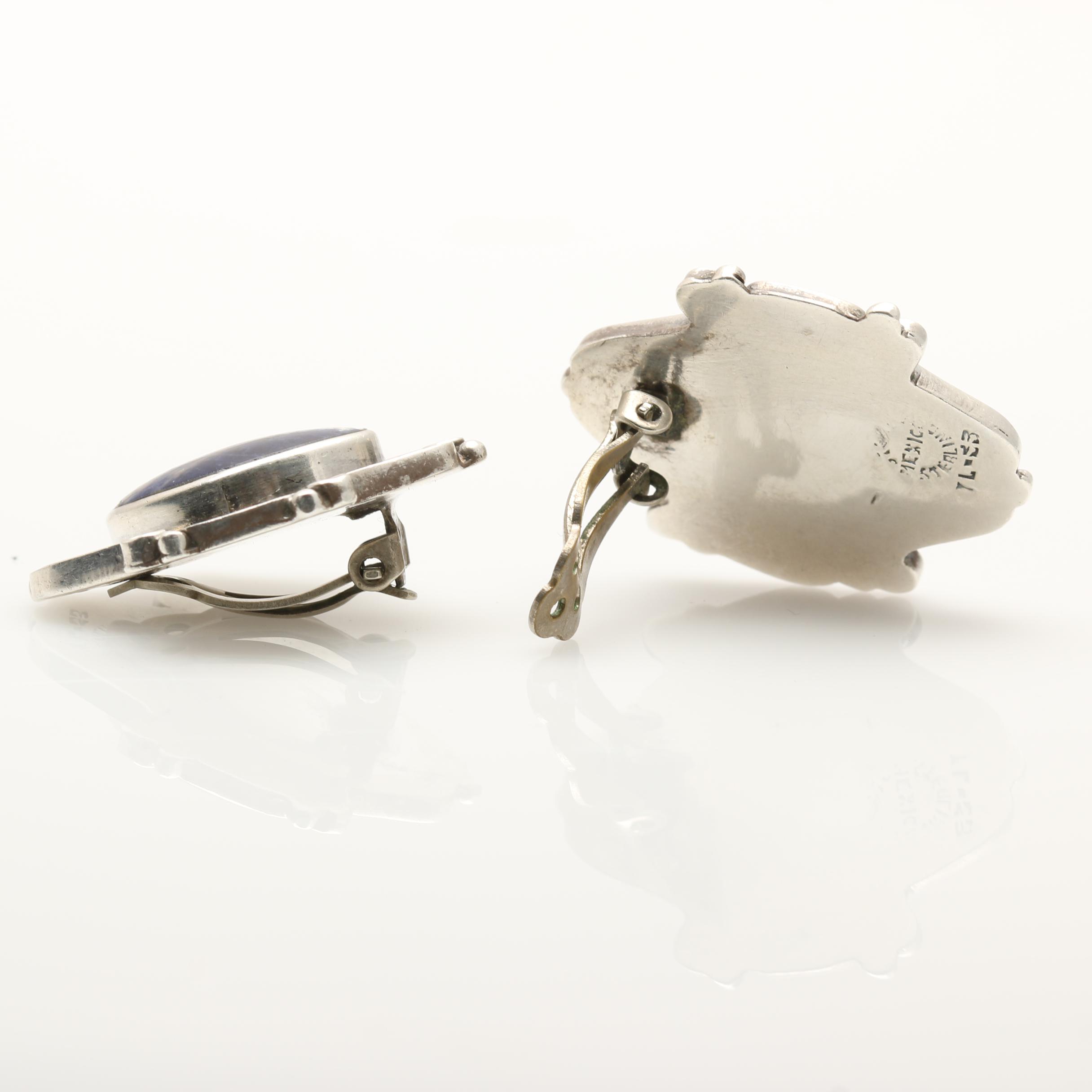 Vintage Sterling Earrings Including Taxco, Onyx, and Sodalite