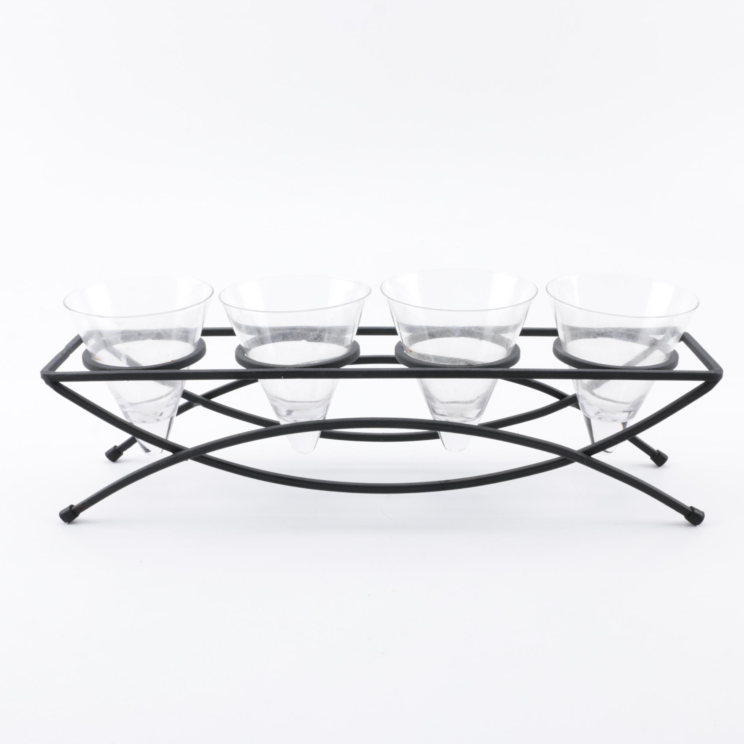 Cone Shaped Glass Votive Holders in Metal Stand