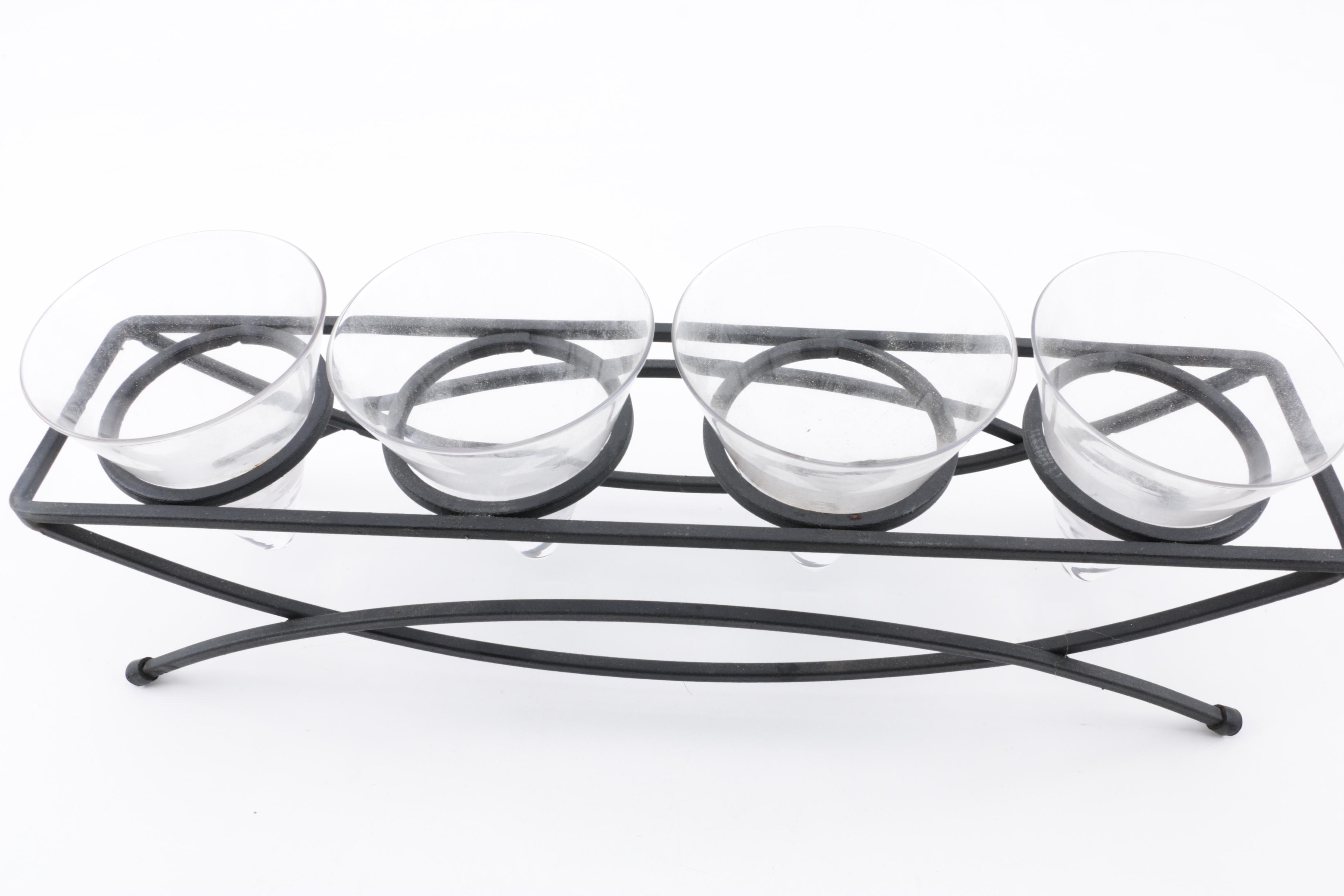 Cone Shaped Glass Votive Holders in Metal Stand