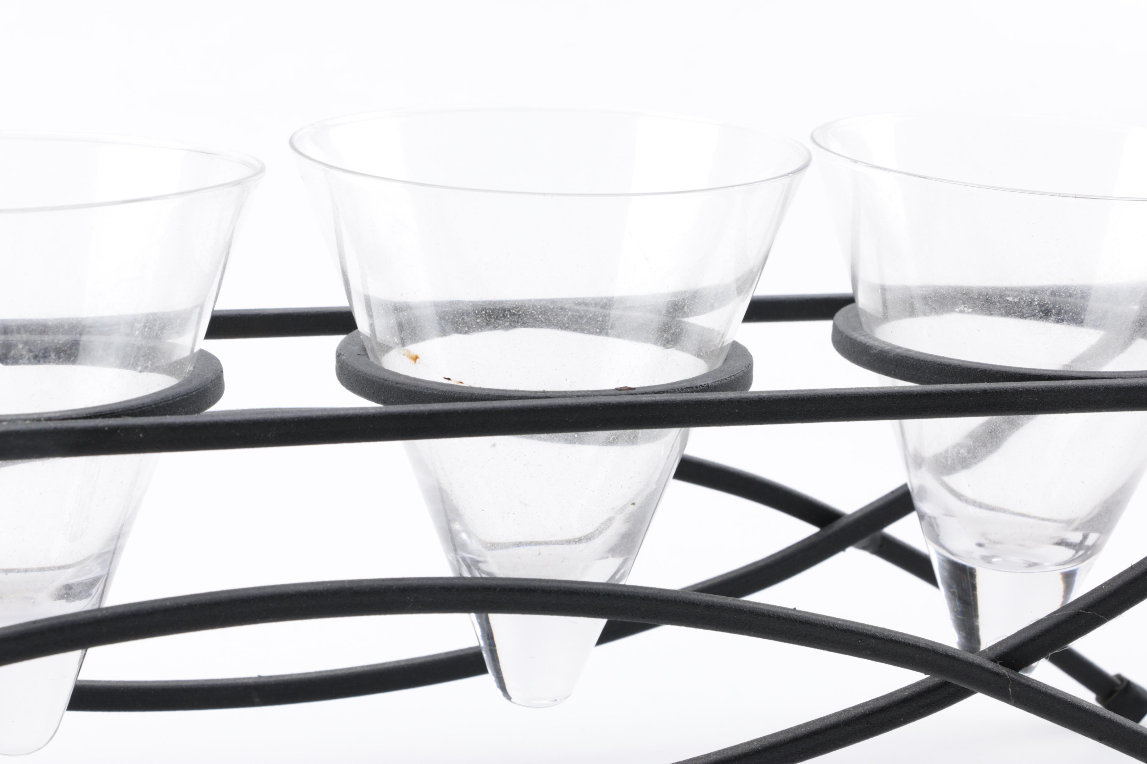 Cone Shaped Glass Votive Holders in Metal Stand