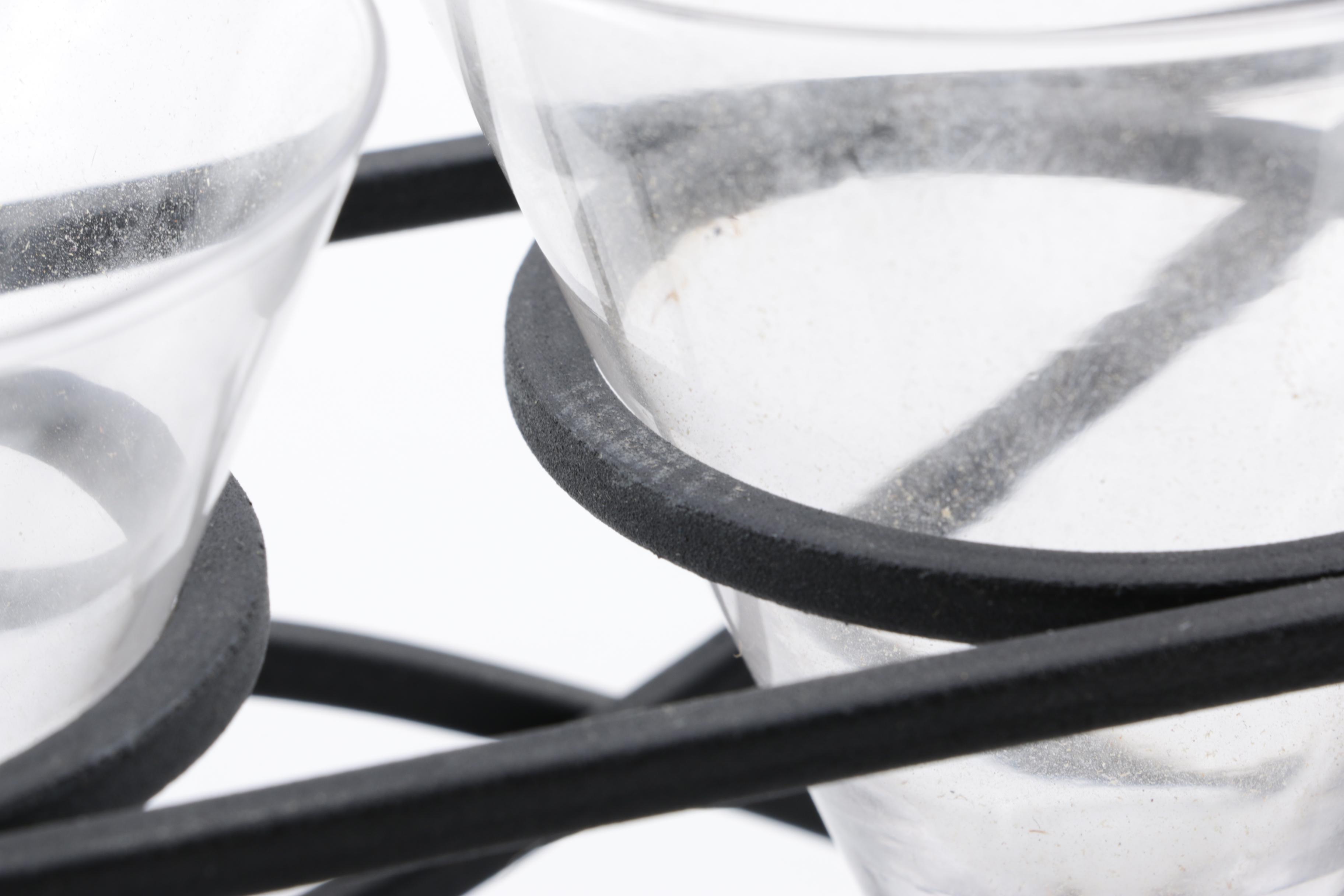 Cone Shaped Glass Votive Holders in Metal Stand