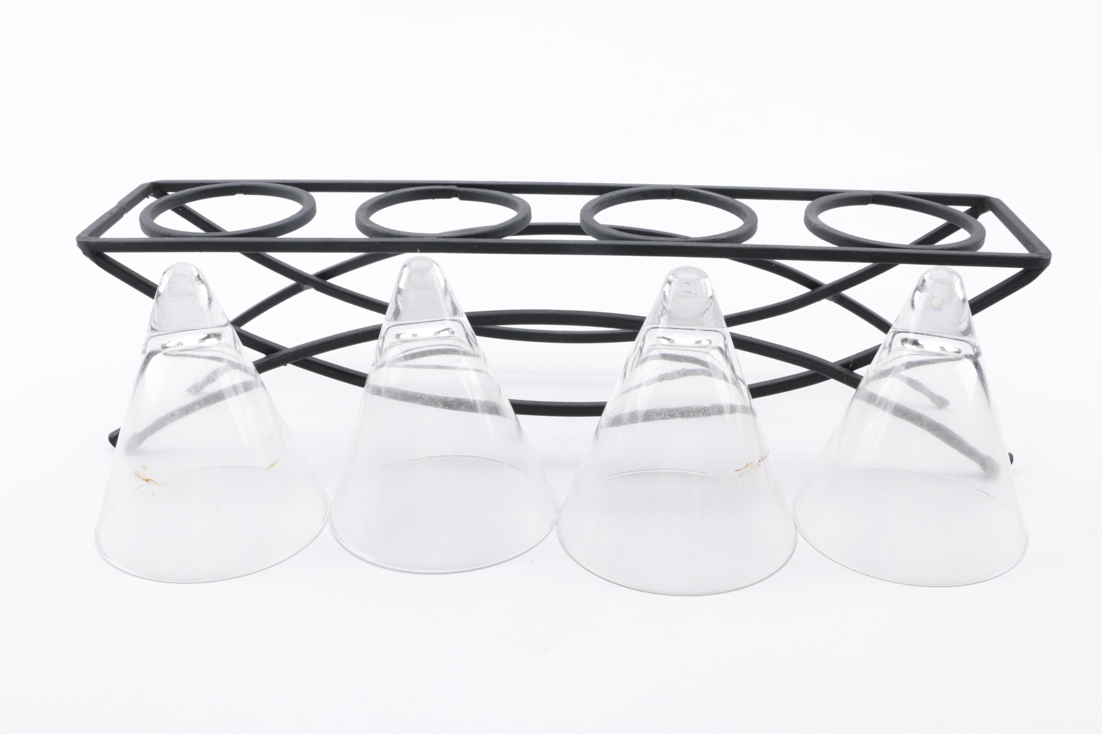 Cone Shaped Glass Votive Holders in Metal Stand